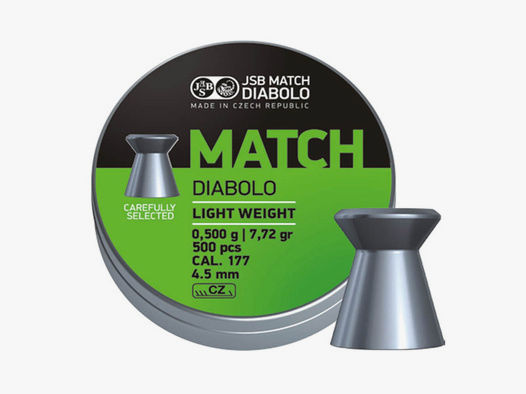 Flachkopf Diabolos JSB Match Light Kaliber 4,52 mm 0,475 g glatt 500 StĂĽck