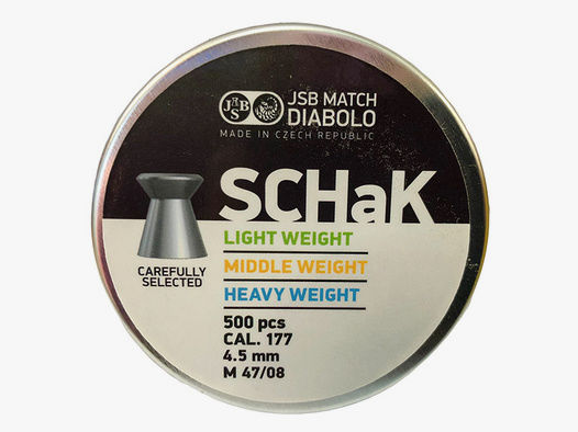 Flachkopf Diabolos JSB Schak Heavy Weight Kaliber 4,5 mm 0,535 g glatt 500 StĂĽck
