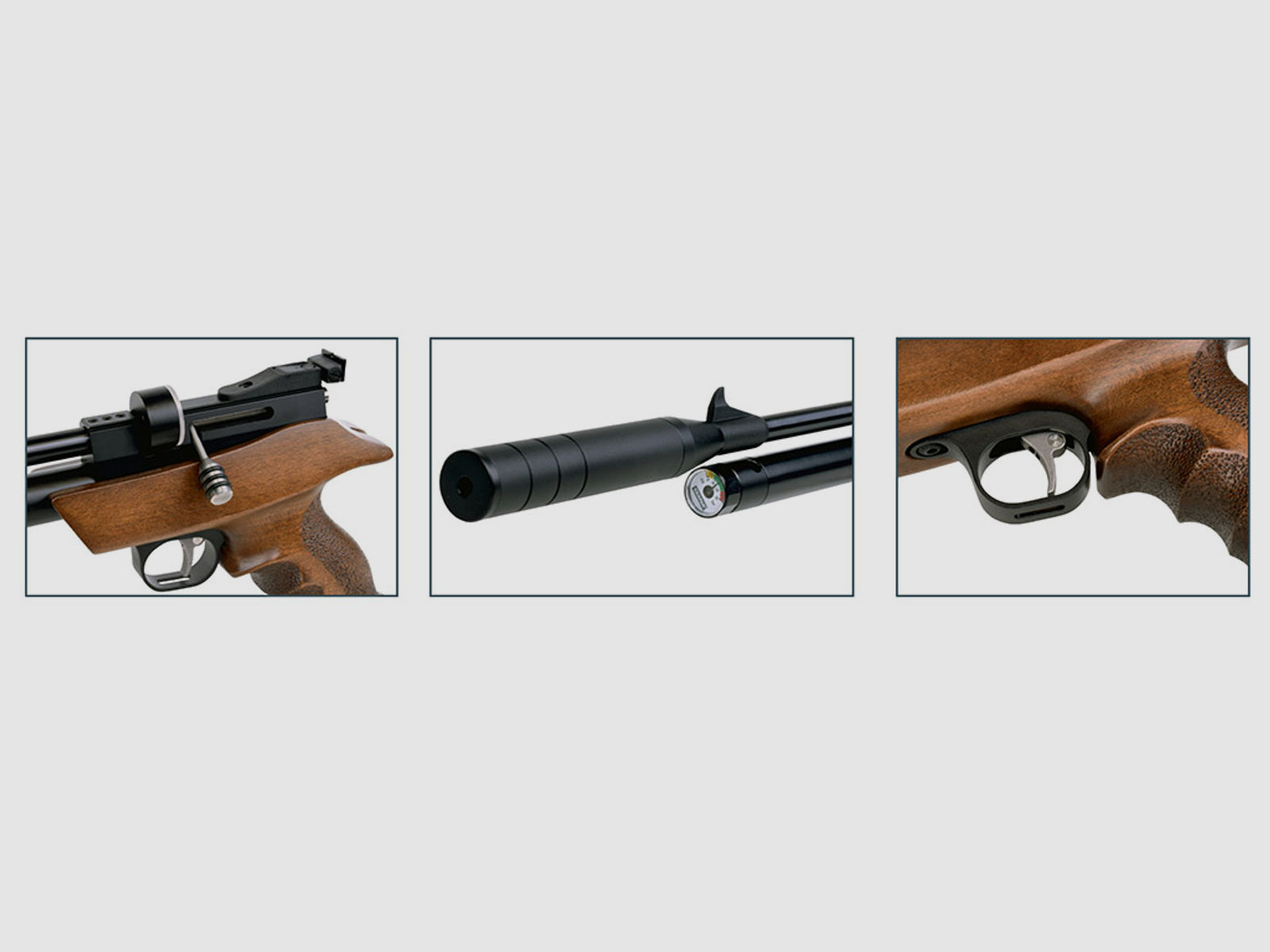 Pressluftpistole Diana Bandit Gen II Holz Matchgriff mit Fischhaut SchalldĂ¤mpfer Kaliber 5,5 mm Diabolo (P18)
