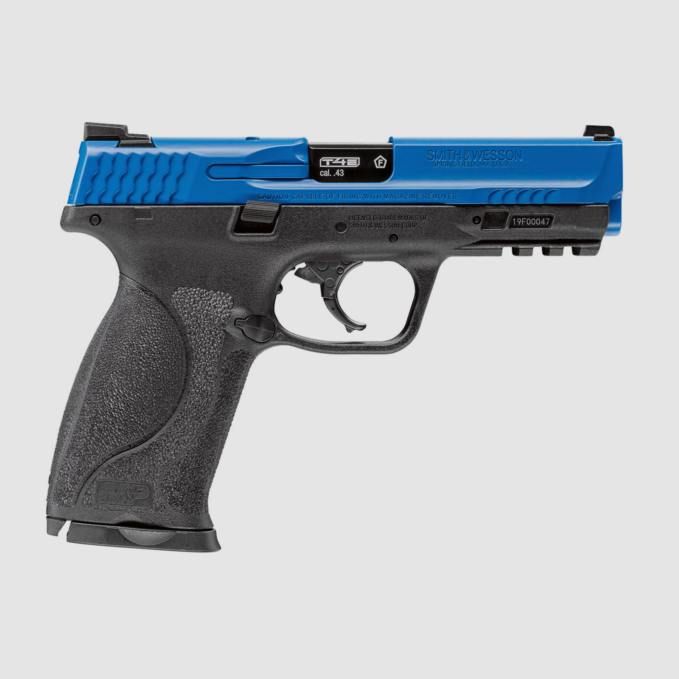 CO2 Pistole RAM Markierer Smith & Wesson M&P9 2.0 T4E LE blau fĂĽr Gummi-, Pfeffer- und Farbkugeln Kaliber .43 (P18)