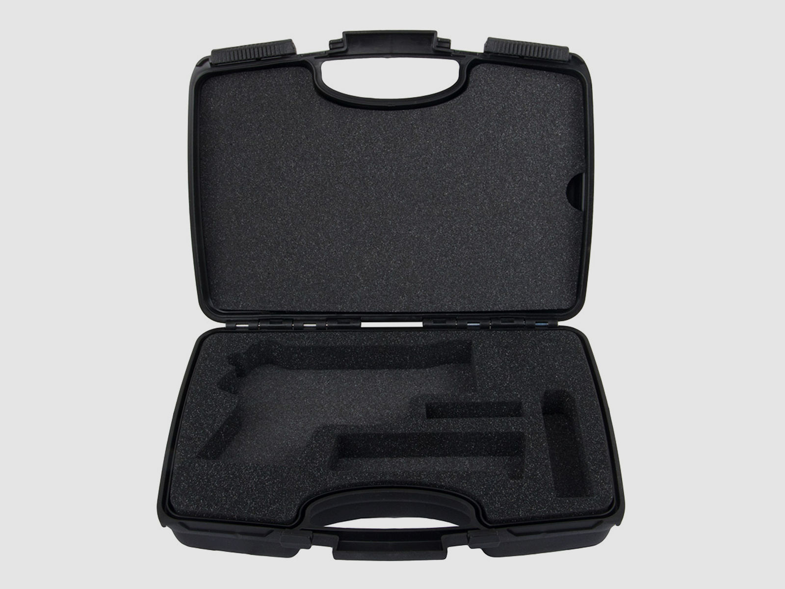 Pistolenkoffer Transportkoffer Sig Sauer 28 x 19 cm Kunststoff Schaumstoffeinlagen mit Formschnitt SchiebeverschlĂĽsse schwarz