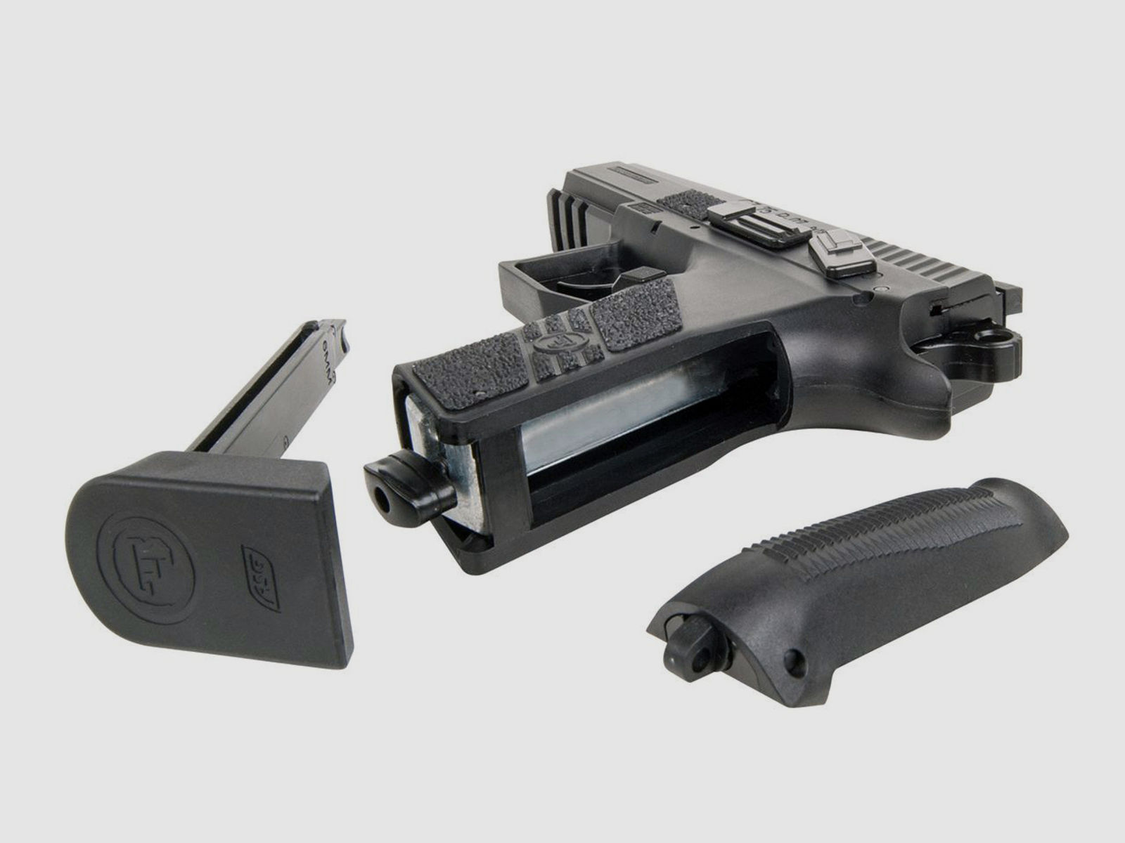CO2 Softairpistole CZ 75 P-07 Duty Blow Back Metallschlitten schwarz Kaliber 6 mm BB (P18)+ schwarzer SchalldĂ¤mpfer Adapter