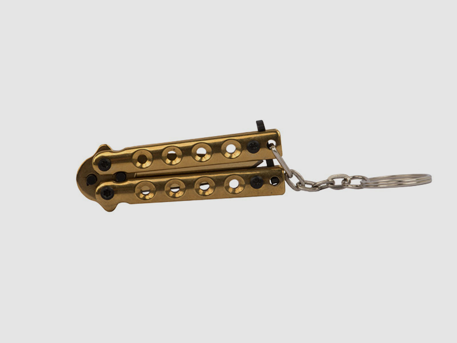 SchlĂĽsselanhĂ¤nger Mini Butterfly Messer Stahl KlingenlĂ¤nge 40 mm gold mit SchlĂĽsselring und Kette