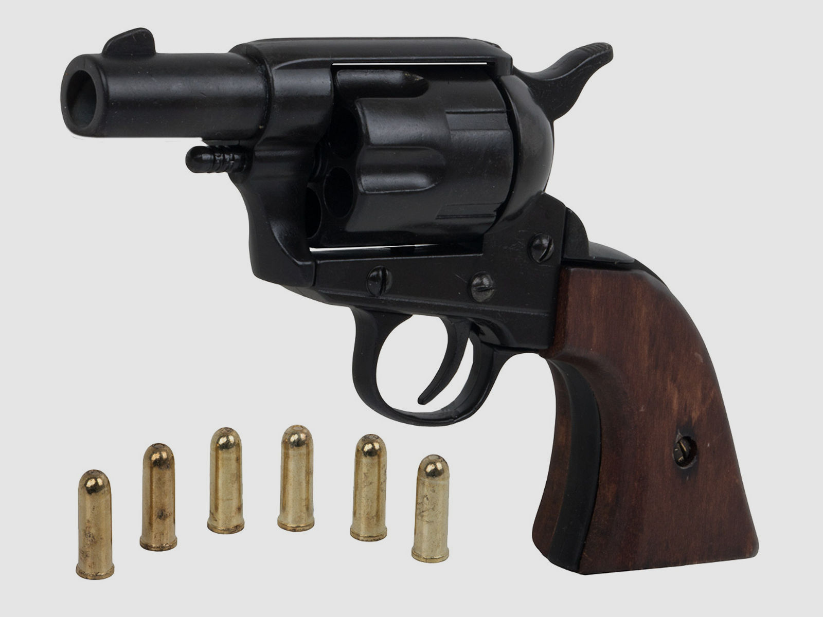 Deko Revolver Kolser Colt SAA Single Action Army Snub Nose 2,5 Zoll schwarz Holzgriffschalen
