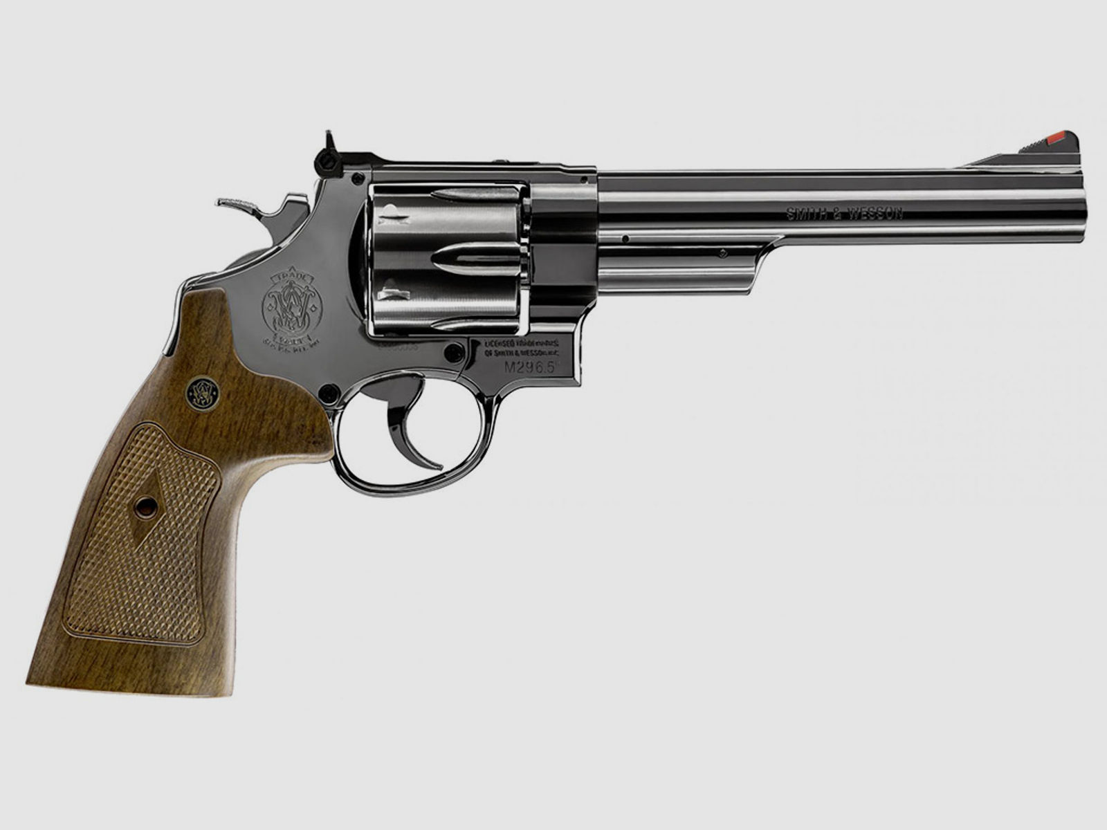 CO2 Revolver Smith & Wesson M29 6.5 Zoll hochglanzbrĂĽniert braune Griffschalen Kaliber 4,5 mm BB (P18)