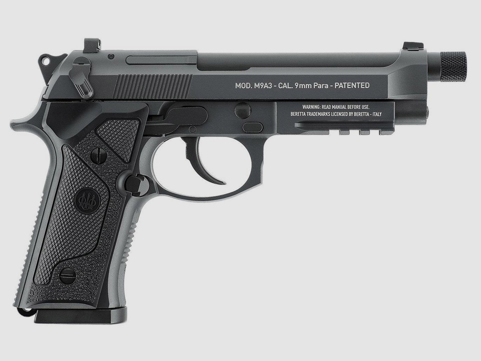 CO2 Pistole Beretta M9A3 FM Black Gray Vollmetall Blowback Kaliber 4,5 mm BB (P18)