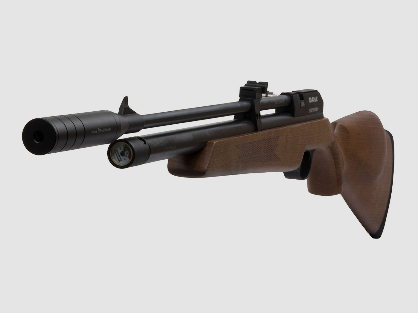 Pressluftgewehr Diana Stormrider Holzschaft mit Regulator 9 Schuss Magazin SchalldĂ¤mpfer Kaliber 4,5 mm (P18)