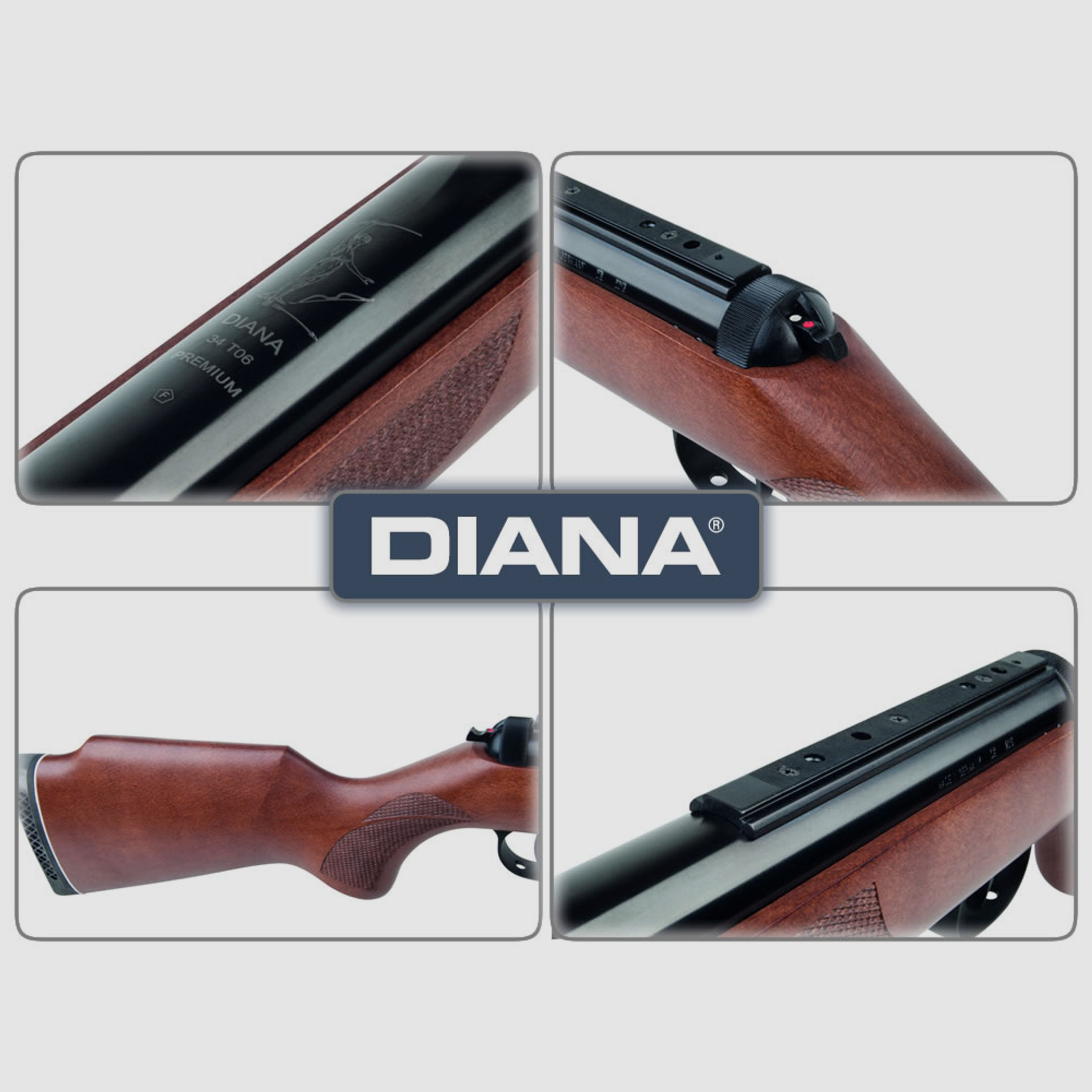 Kipplauf Luftgewehr Diana 34 Premium Metallvisier Wechselkorne Kaliber 4,5 mm (P18)