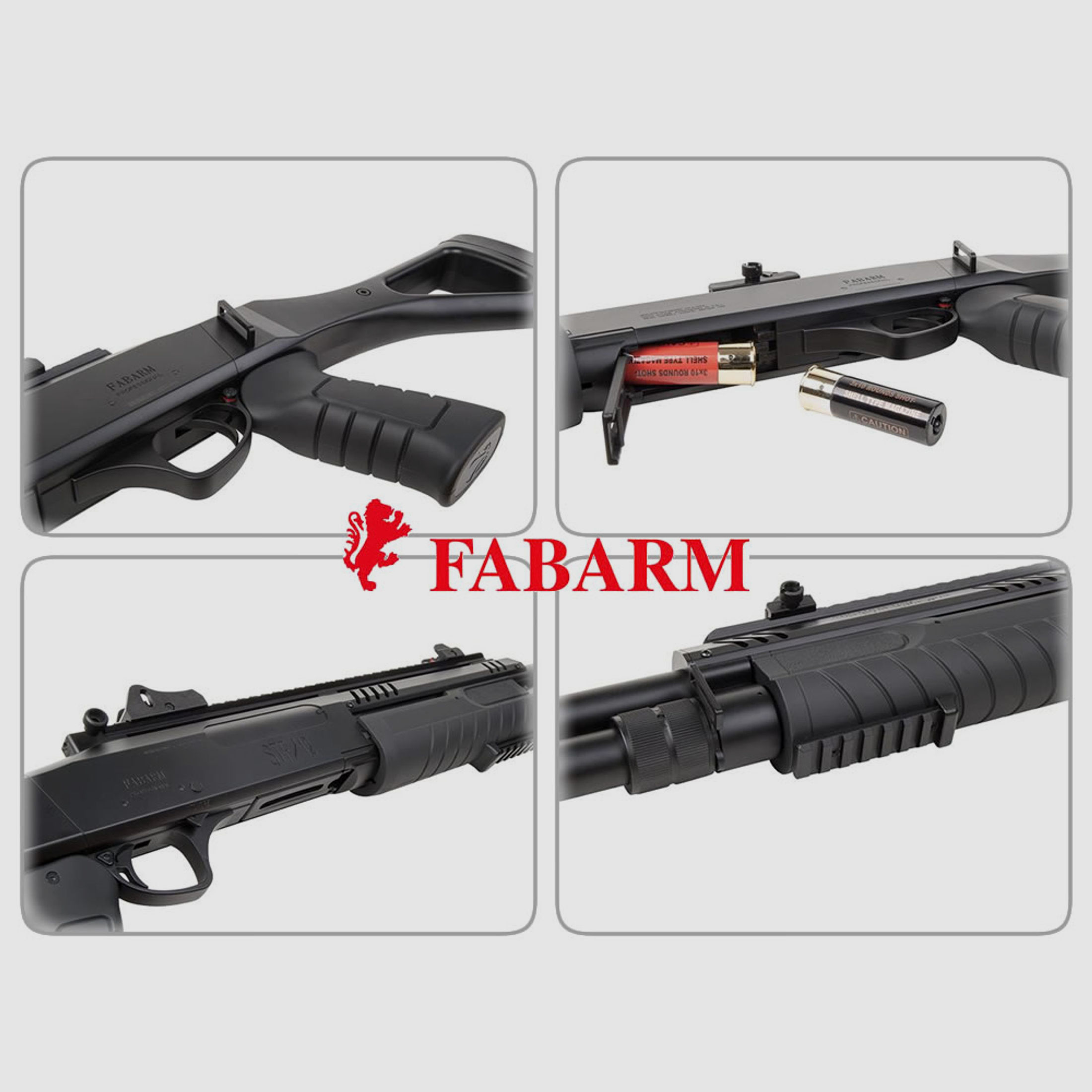 Softairgewehr Pumpgun Fabarm STF12, Federdruck, 11 Zoll Lauf, 3x 10 Schuss, schwarz, Kaliber 6 mm BB (P18)