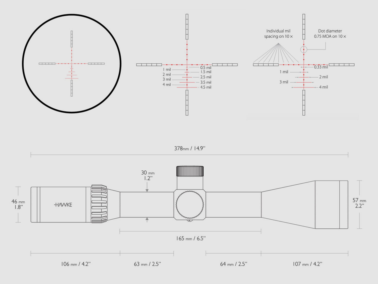 Zielfernrohr Hawke Airmax 30 WA SF 6-24x50, AMX IR Absehen, 30 mm Tubus, Seitenfokus