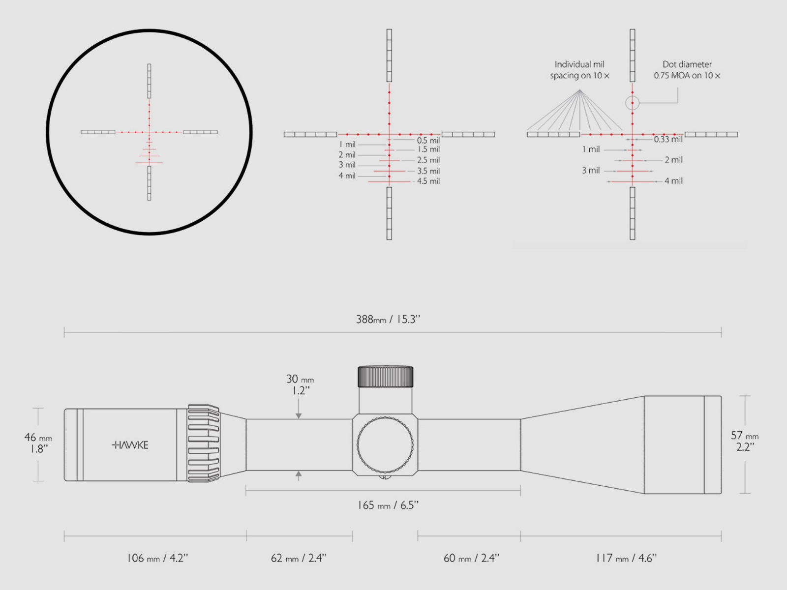 Zielfernrohr Hawke Airmax 30 WA SF 8-32x50, AMX IR Absehen, 30 mm Tubus, Seitenfokus