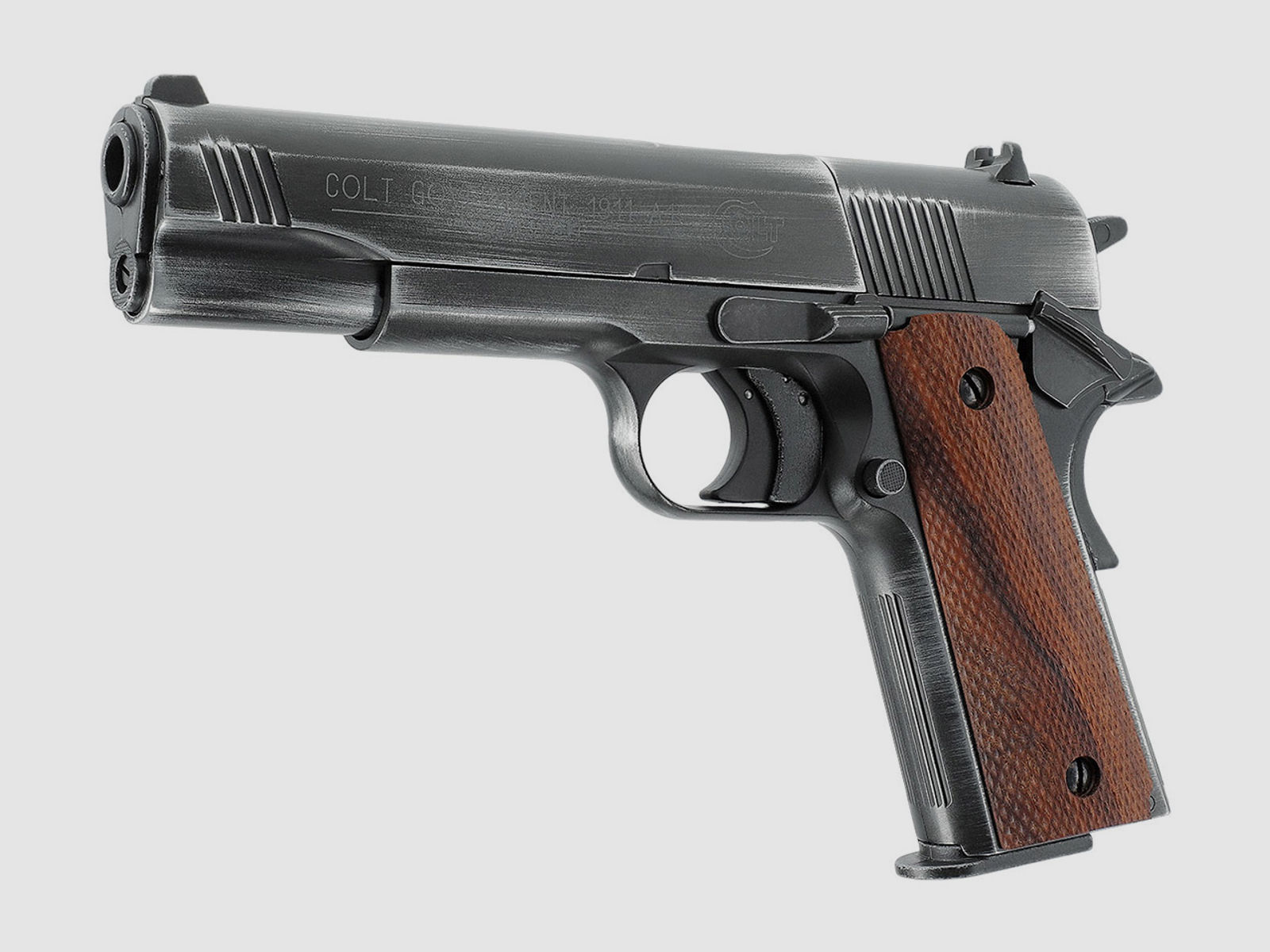 CO2 Pistole Colt Government 1911 A1 Antik-Finish Holzgriffschalen Kaliber 4,5 mm Diabolo (P18)