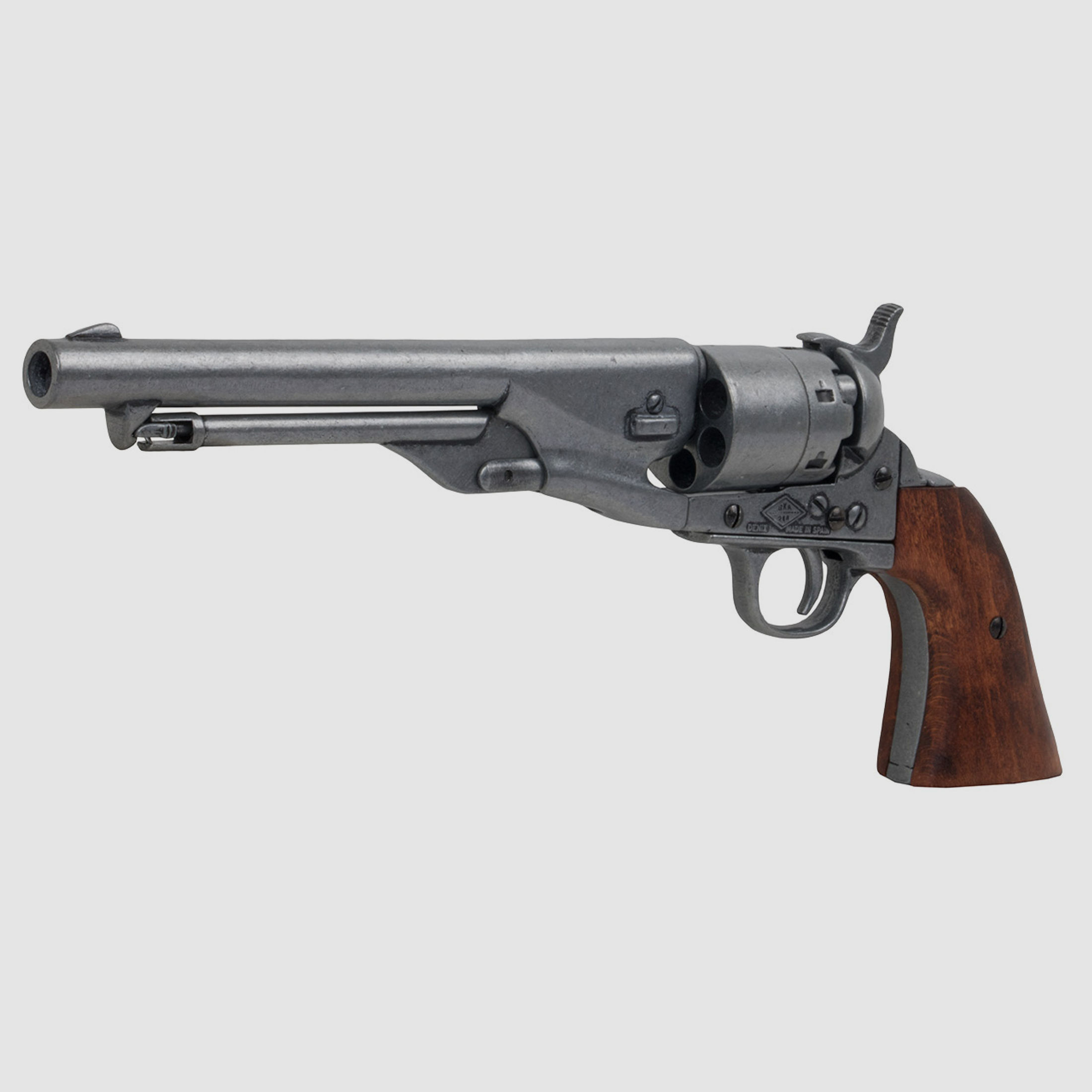 Deko Vorderlader Revolver Colt USA 1860 amerikanischer BĂĽrgerkrieg Kaliber .44 silber Holzgriffschalen