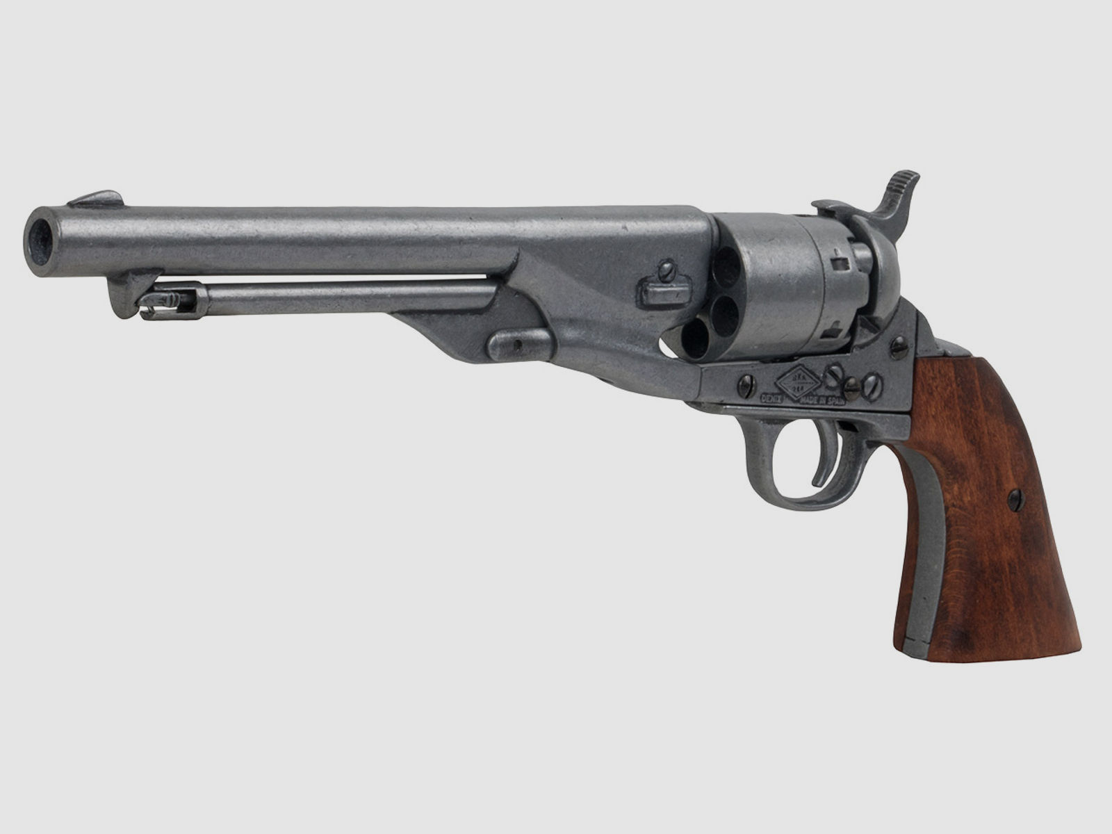Deko Vorderlader Revolver Colt USA 1860 amerikanischer BĂĽrgerkrieg Kaliber .44 silber Holzgriffschalen