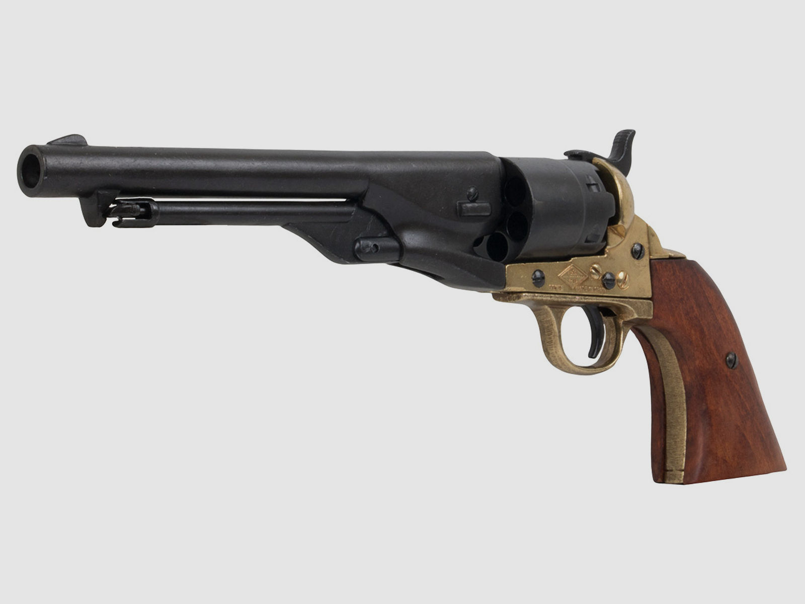 Deko Vorderlader Revolver Colt USA 1860 amerikanischer BĂĽrgerkrieg Kaliber .44 schwarz Holzgriffschalen