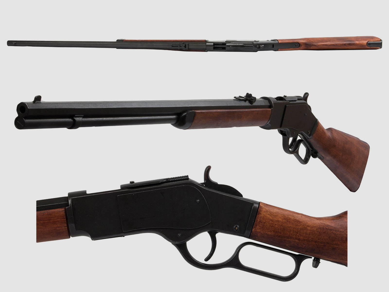 Deko Westerngewehr Denix Winchester Mod. 73 USA 1873 schwarz realistisches Repetieren mit HĂĽlsenauswurf GesamtlĂ¤nge 110 cm