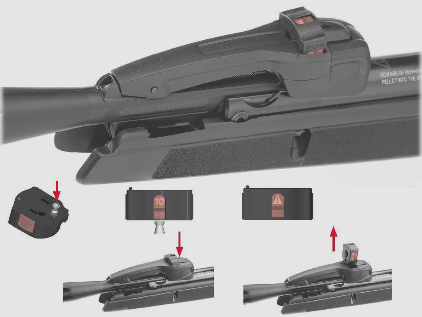 Ersatzmagazin fĂĽr Luftgewehr Gamo 10X Multishot Modelle Replay Black Arrow u.a. Kaliber 4,5 mm 10 Schuss