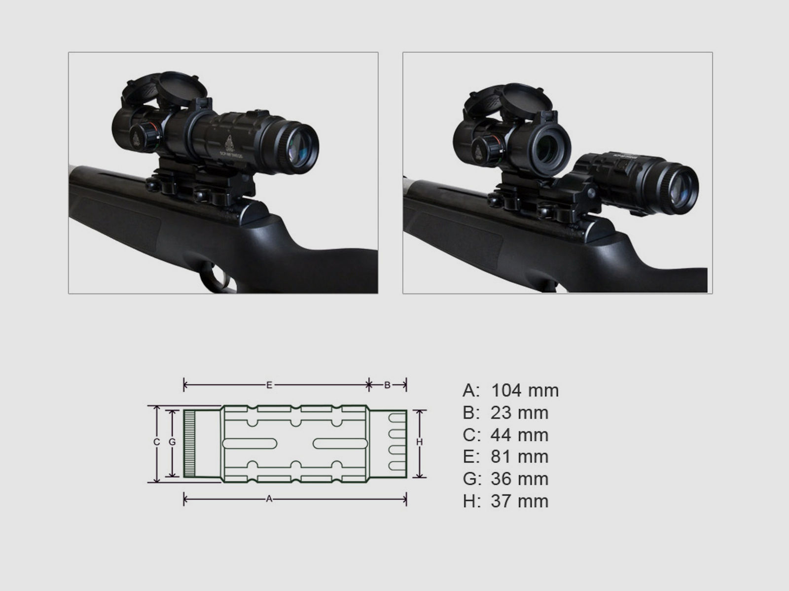 UTG 3X Magnifier mit Flip-to-side Weaver- Picatinny-Schnellspannmontage klappbar hĂ¶hen- und seitenverstellbar