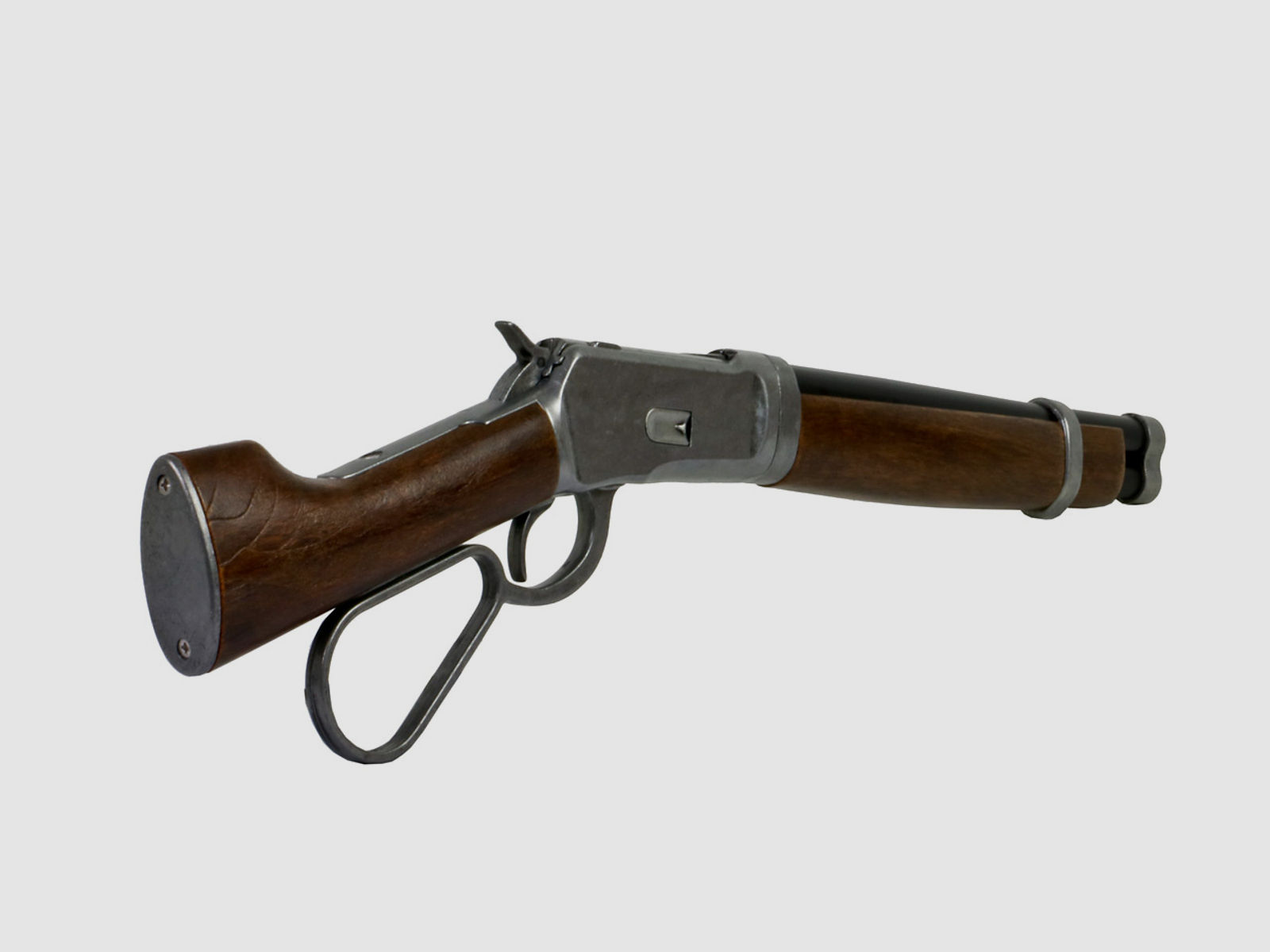Deko Westerngewehr Kolser Winchester Mare's Leg Short realistisches Repetieren mit HĂĽlsenauswurf LĂ¤nge 55 cm altgrau