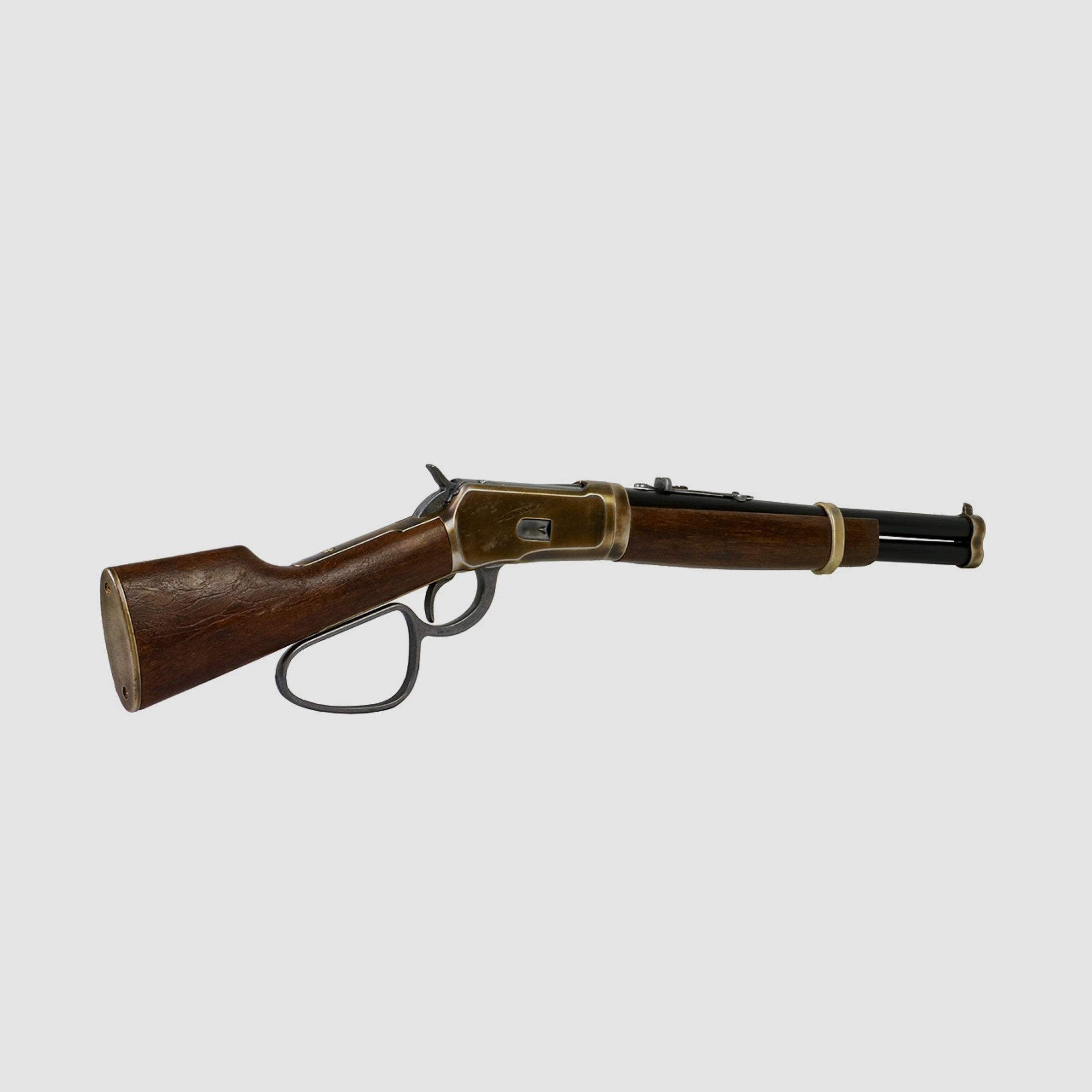 Deko Westerngewehr Kolser Winchester Mare's Leg 26 Zoll realistisches Repetieren mit HĂĽlsenauswurf LĂ¤nge 67 cm messing