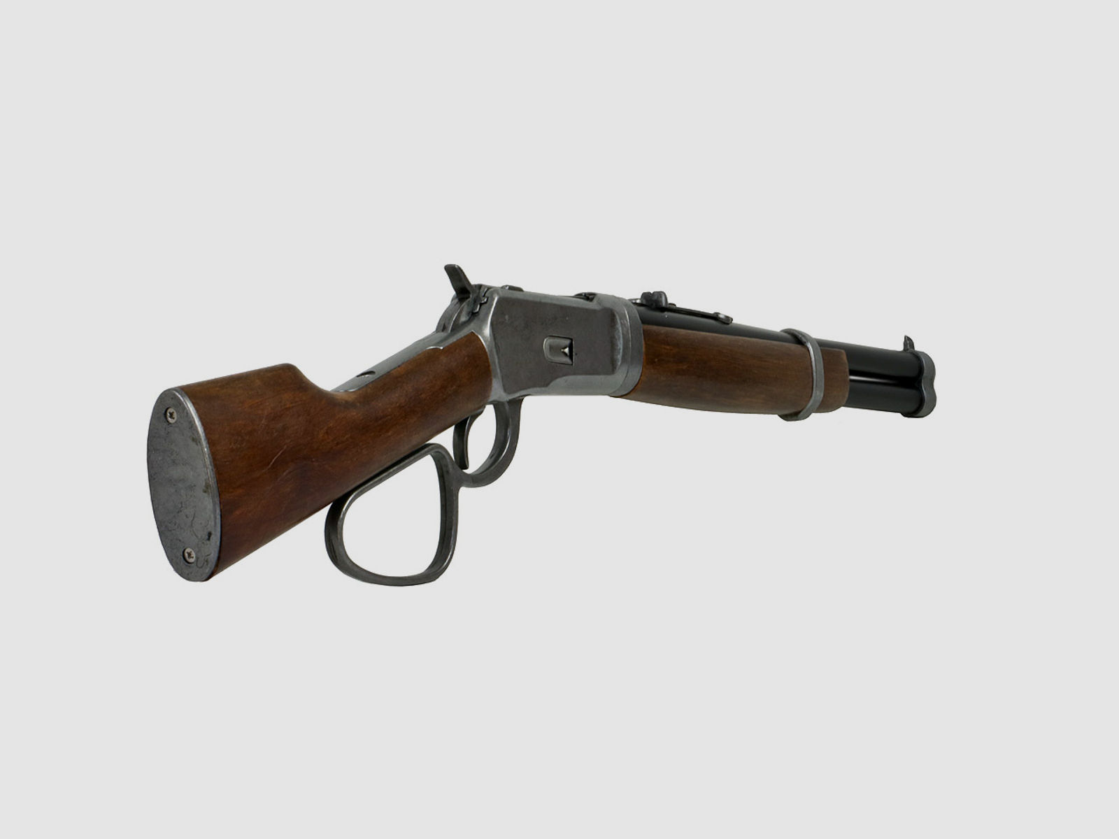 Deko Westerngewehr Kolser Winchester Mare's Leg 26 Zoll realistisches Repetieren mit HĂĽlsenauswurf LĂ¤nge 67 cm altgrau