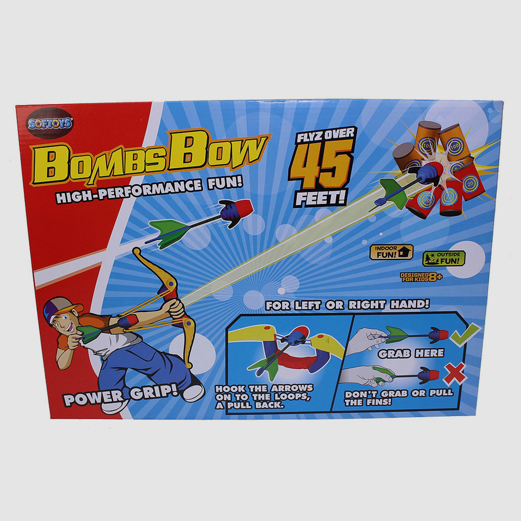 Spielzeugset Pfeil und Bogen Bombs Bow mit 2 Pfeilen und 6 Schaumstoffdosen