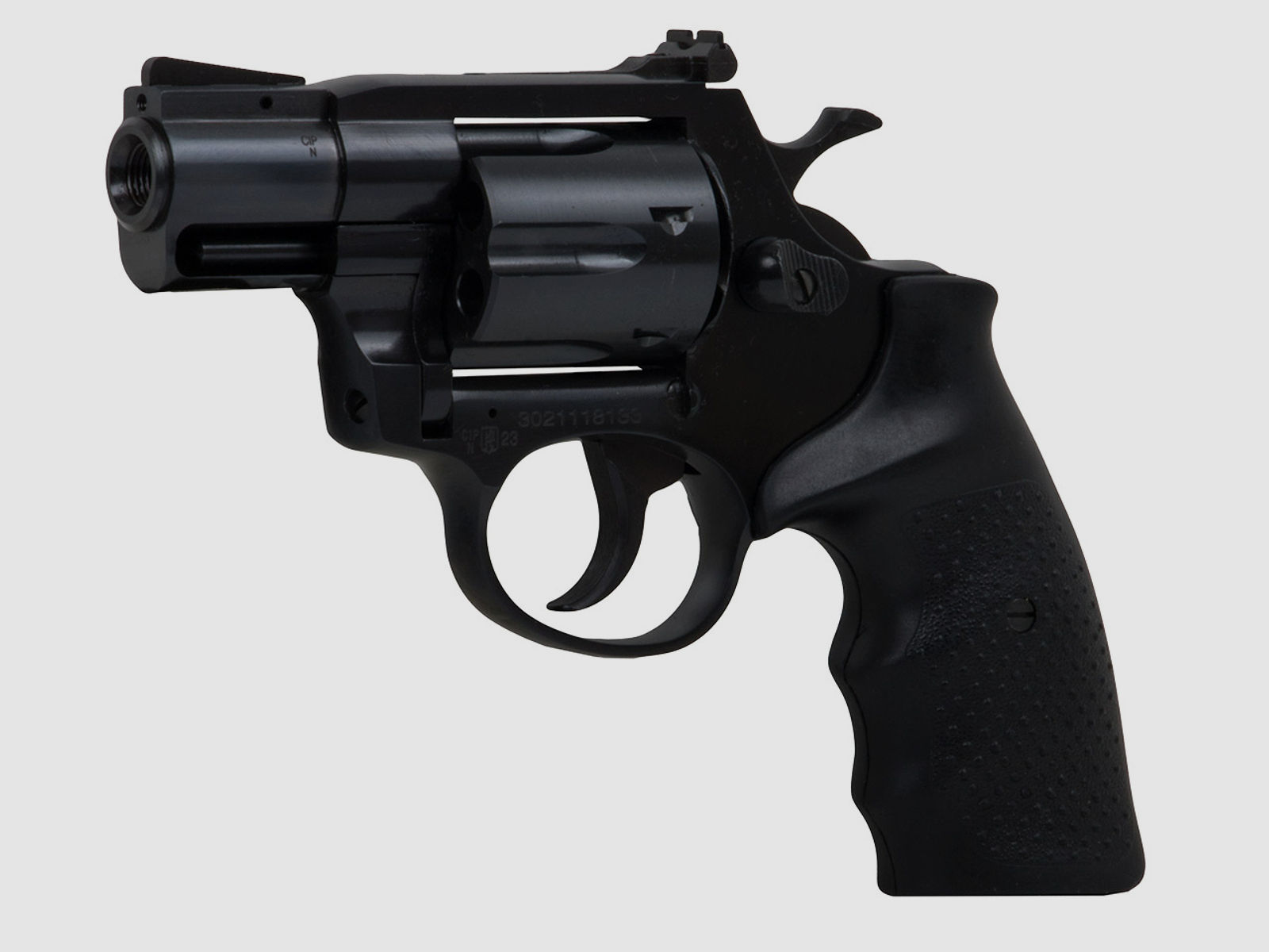 Schreckschuss Revolver Steel Cop Tac 2 Zoll Vollstahl schwarz mit Laufgewinde Kaliber 9 mm R.K. (P18)