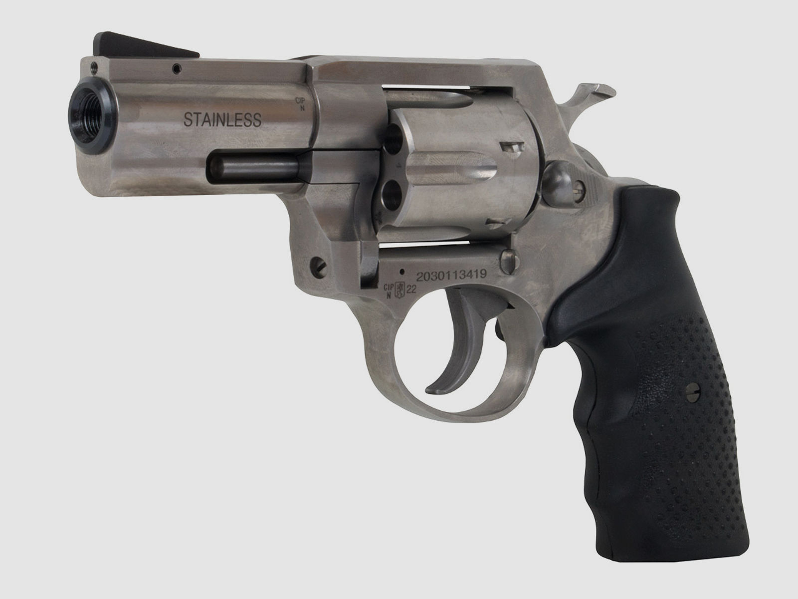 Schreckschuss Revolver Steel Cop S Edelstahl 3 Zoll Vollstahl mit Laufgewinde Kaliber 9 mm R.K. (P18)