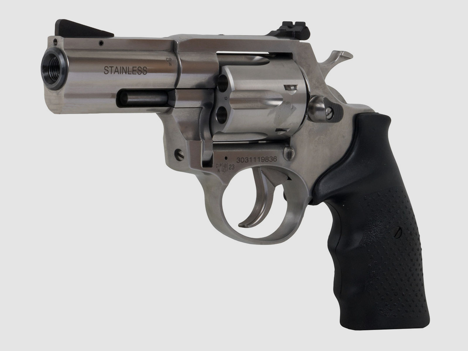 Schreckschuss Revolver Steel Cop S Tac Edelstahl 3 Zoll Vollstahl mit Laufgewinde Kaliber 9 mm R.K. (P18)