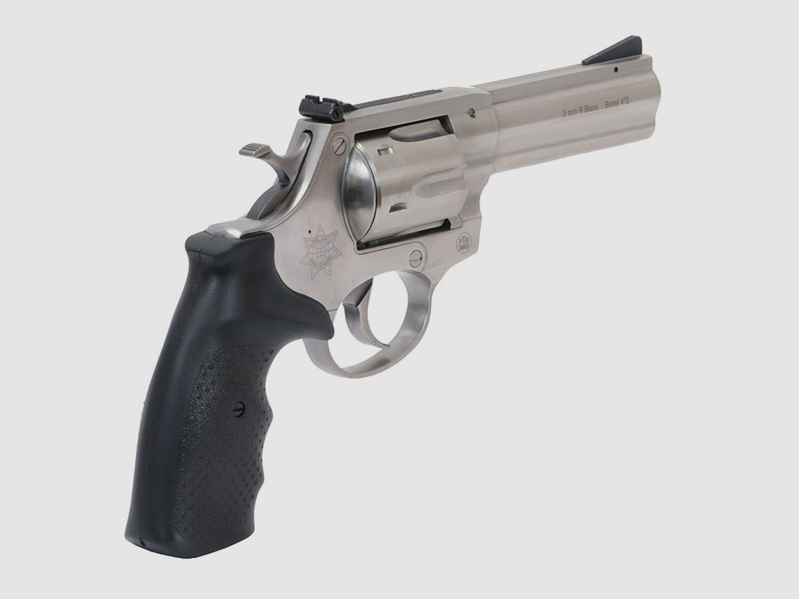 Schreckschuss Revolver Steel Cop S Tac Edelstahl 4 Zoll Vollstahl Kaliber 9 mm R.K. (P18)