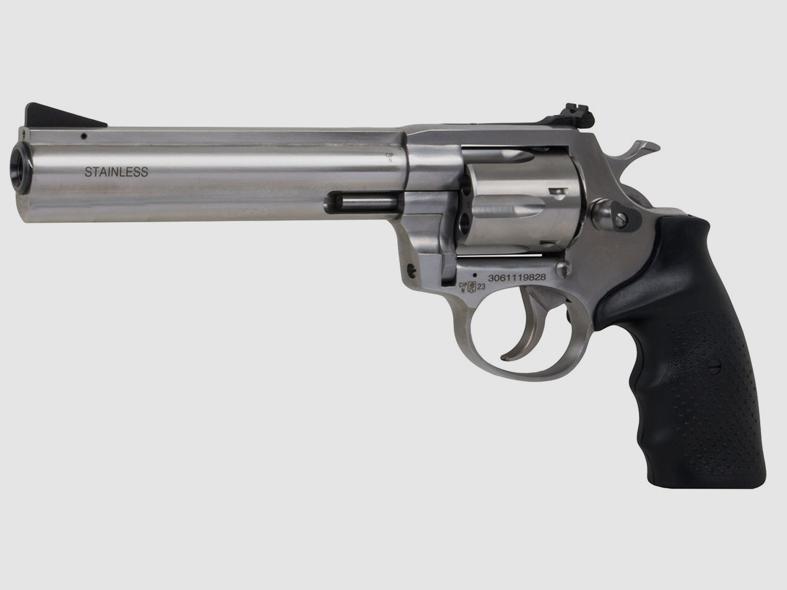 Schreckschuss Revolver Steel Cop S Tac Edelstahl 6 Zoll Vollstahl mit Laufgewinde Kaliber 9 mm R.K. (P18)