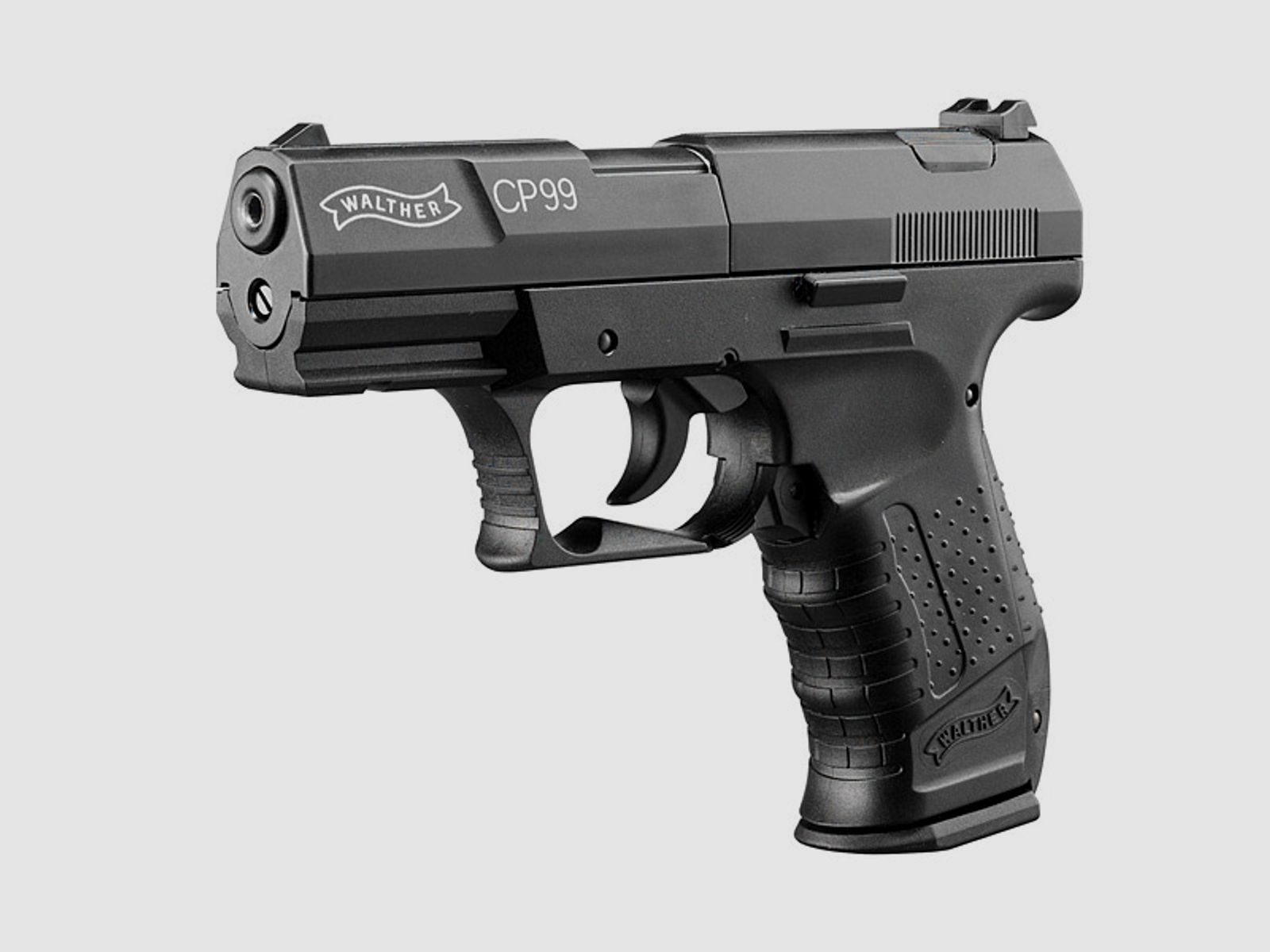 CO2 Pistole Walther CP99 schwarz Kaliber 4,5 mm Diabolo (P18)+ Zielfernrohr 2x20 Montage Weaverschiene