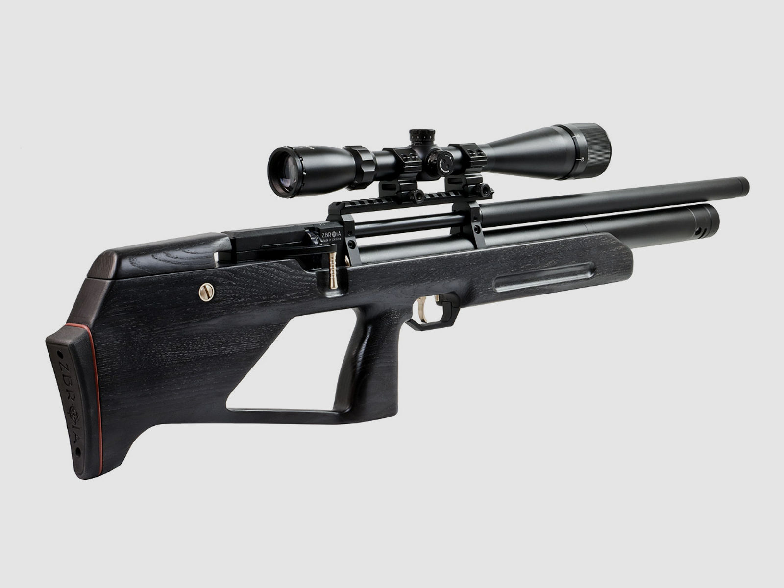 Bullpup Pressluftgewehr Zbroia Kozak mit integriertem SchalldĂ¤mpfer, Holzschaft schwarz, Kaliber 4,5 mm (P18)