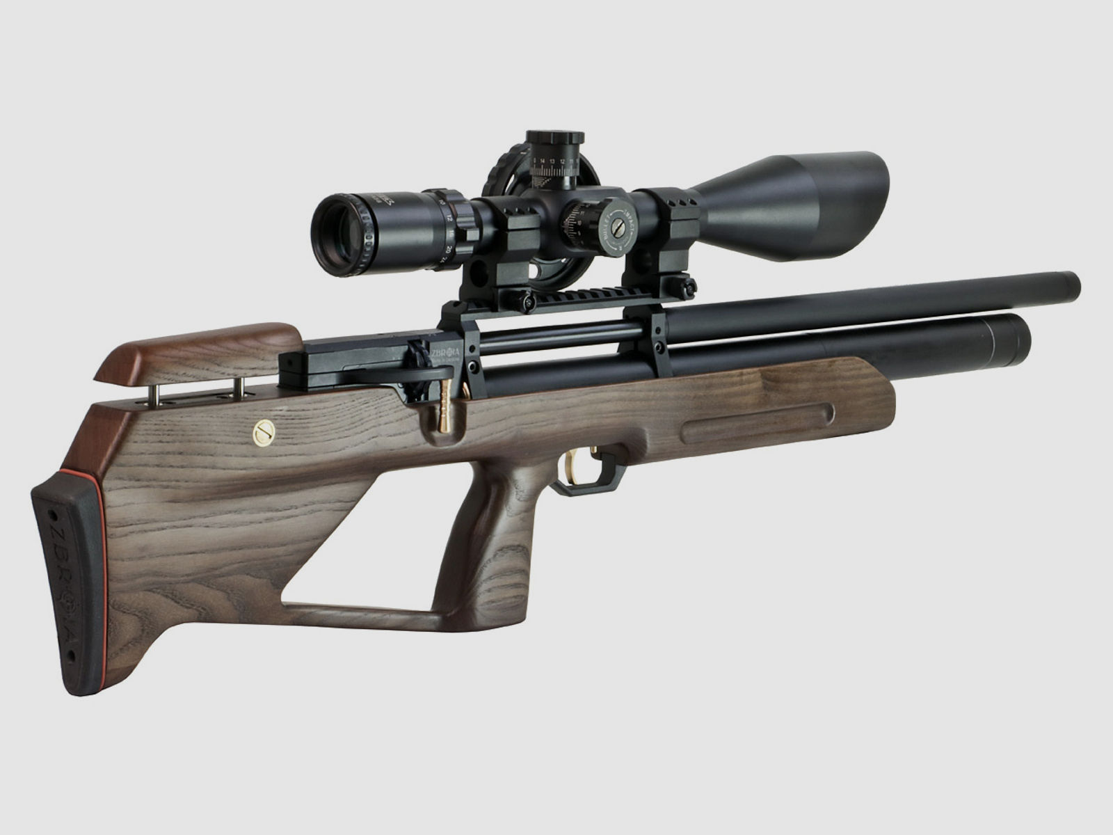 Bullpup Pressluftgewehr Zbroia Kozak mit integriertem SchalldĂ¤mpfer, Holzschaft braun, Kaliber 4,5 mm (P18)