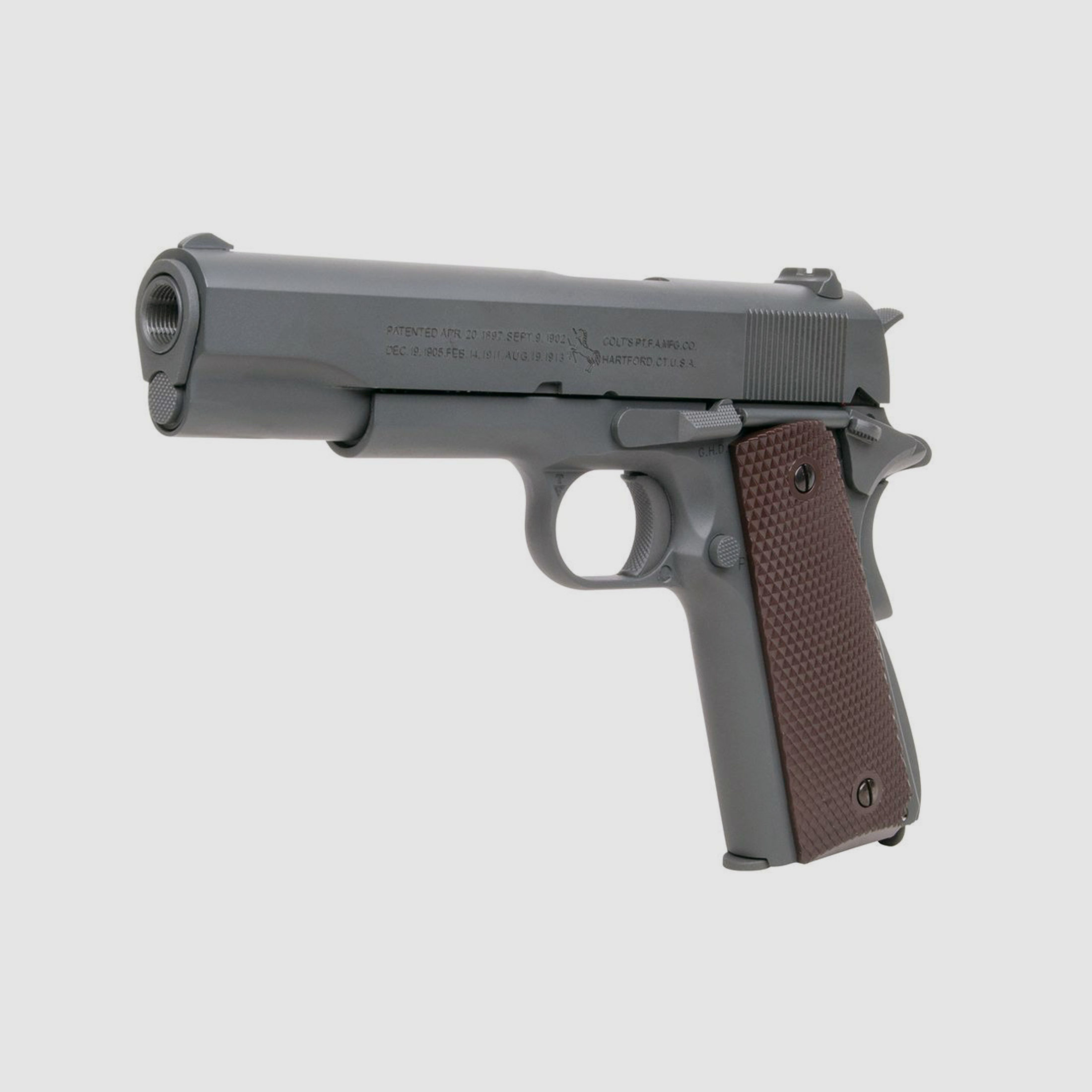 B-Ware CO2 Softair Pistole Colt 1911 Parkerized Blowback Vollmetall Kaliber 6 mm BB (P18)