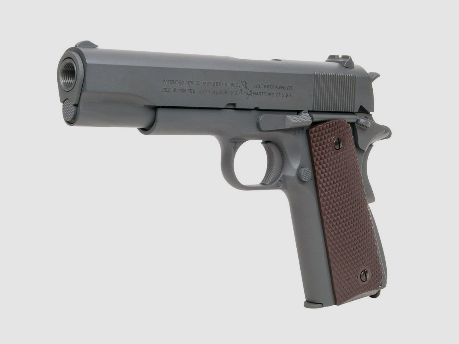CO2 Softair Pistole Colt 1911 Parkerized Blowback Vollmetall Kaliber 6 mm BB (P18)