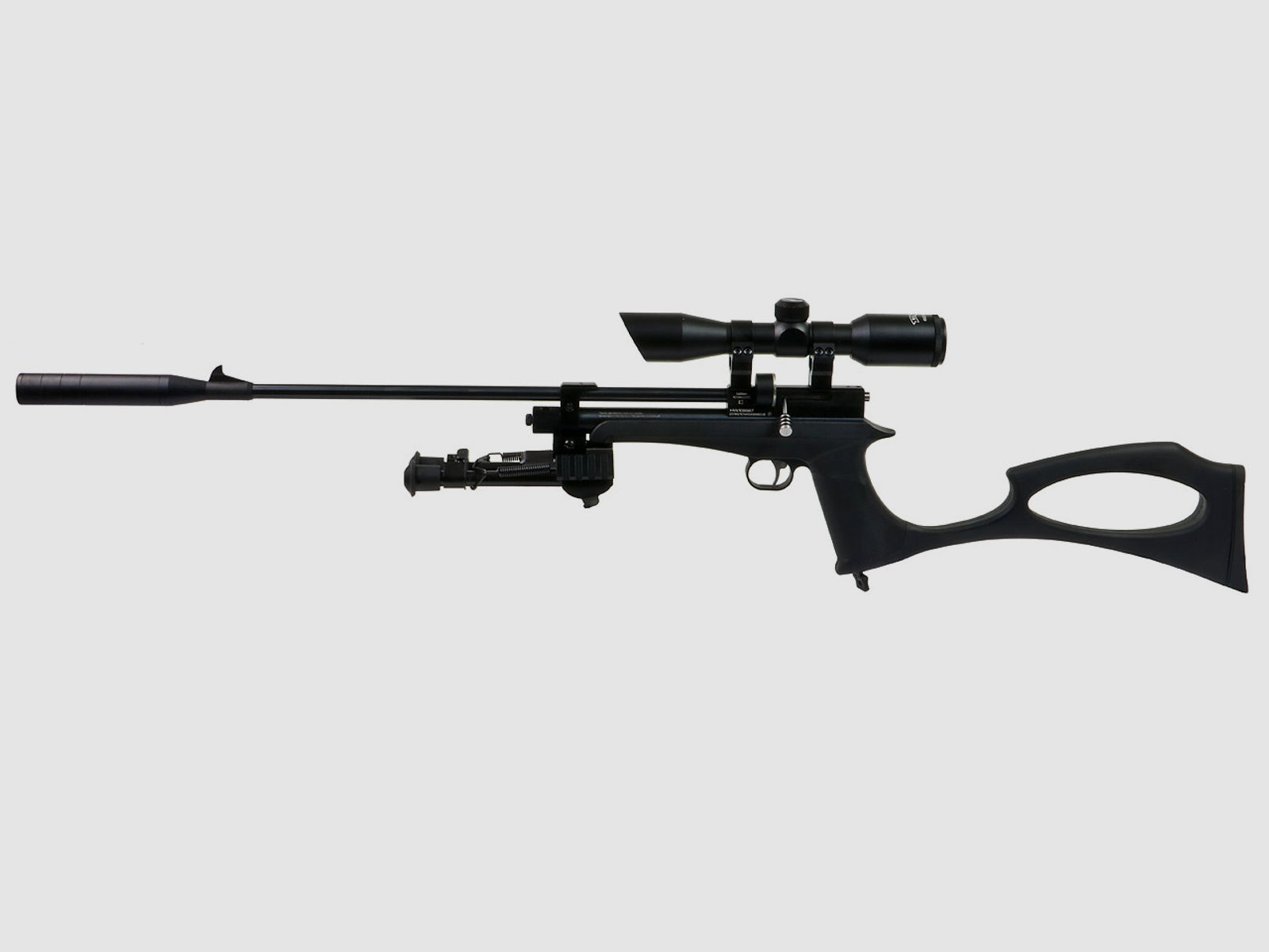 CO2 Pistole und Gewehr Diana Chaser Rifle Bipod Set SchalldĂ¤mpfer Zielfernrohr 4x32 Zweibein 9 Schuss Trommelmagazin Kaliber 4,5 mm (P18)