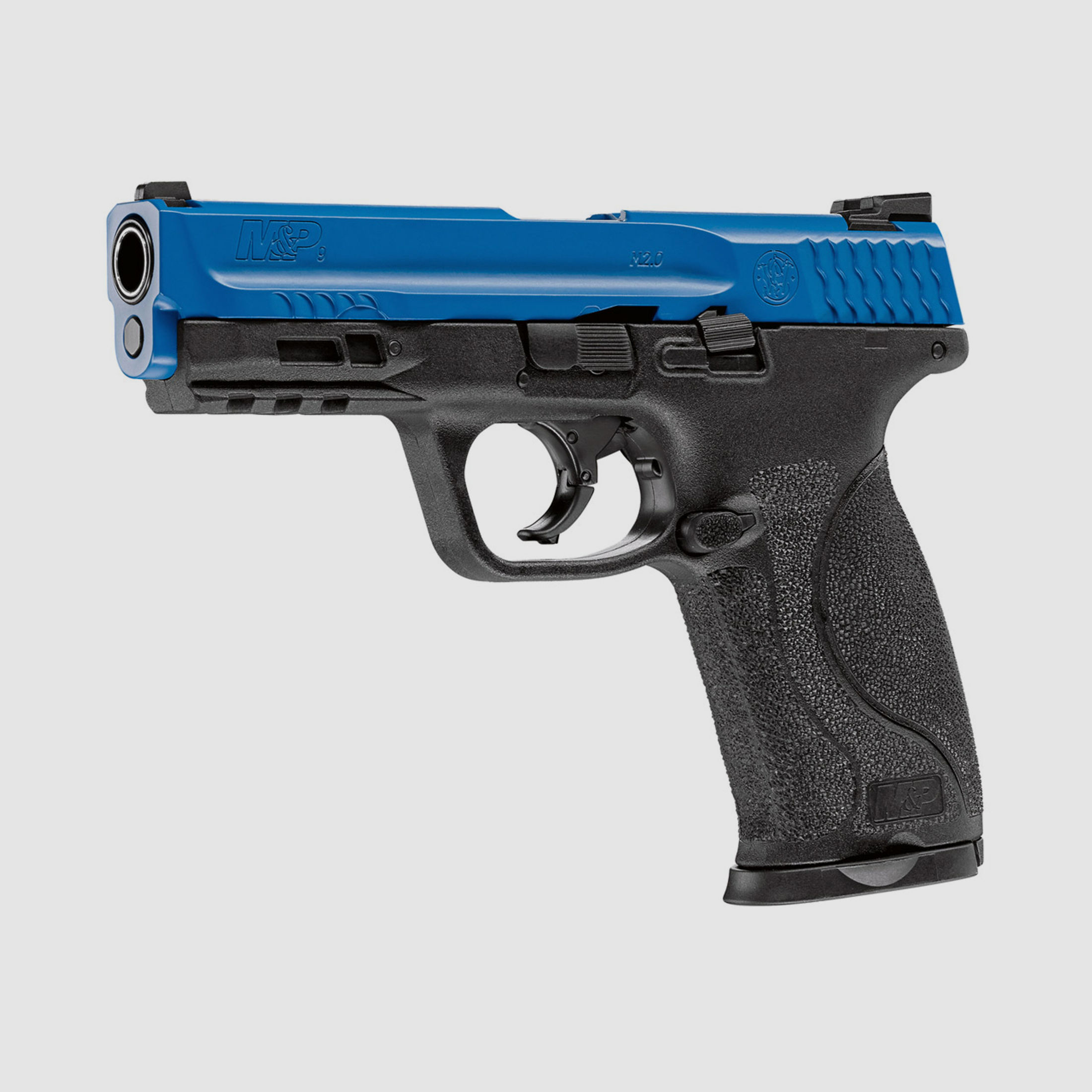 CO2 Pistole RAM Markierer Smith & Wesson M&P9 2.0 T4E LE blau fĂĽr Gummi-, Pfeffer- und Farbkugeln Kaliber .43 (P18)