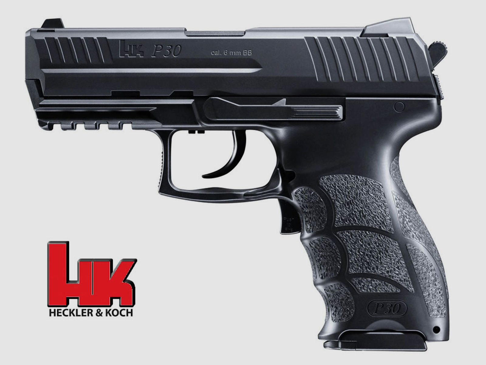 Heckler & Koch AEG Softair-Pistole P30, cal. 6 mm BB, schwarz, full auto, Blowback (FREI)