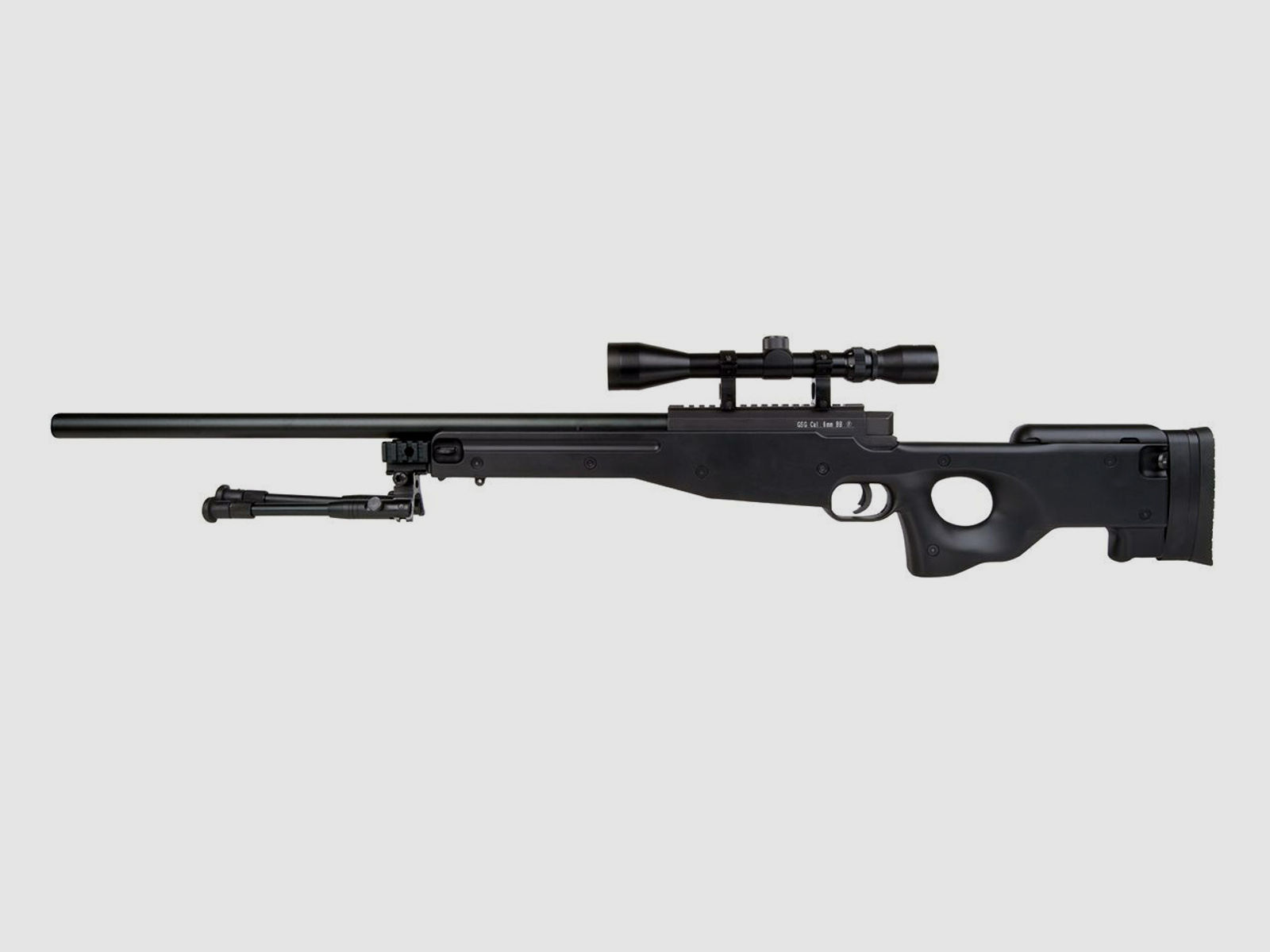 Federdruck Softairgewehr GSG MB01 Tactical Sniper mit Zielfernrohr 3-9x40 und Zweibein Kaliber 6 mm BB (P18)