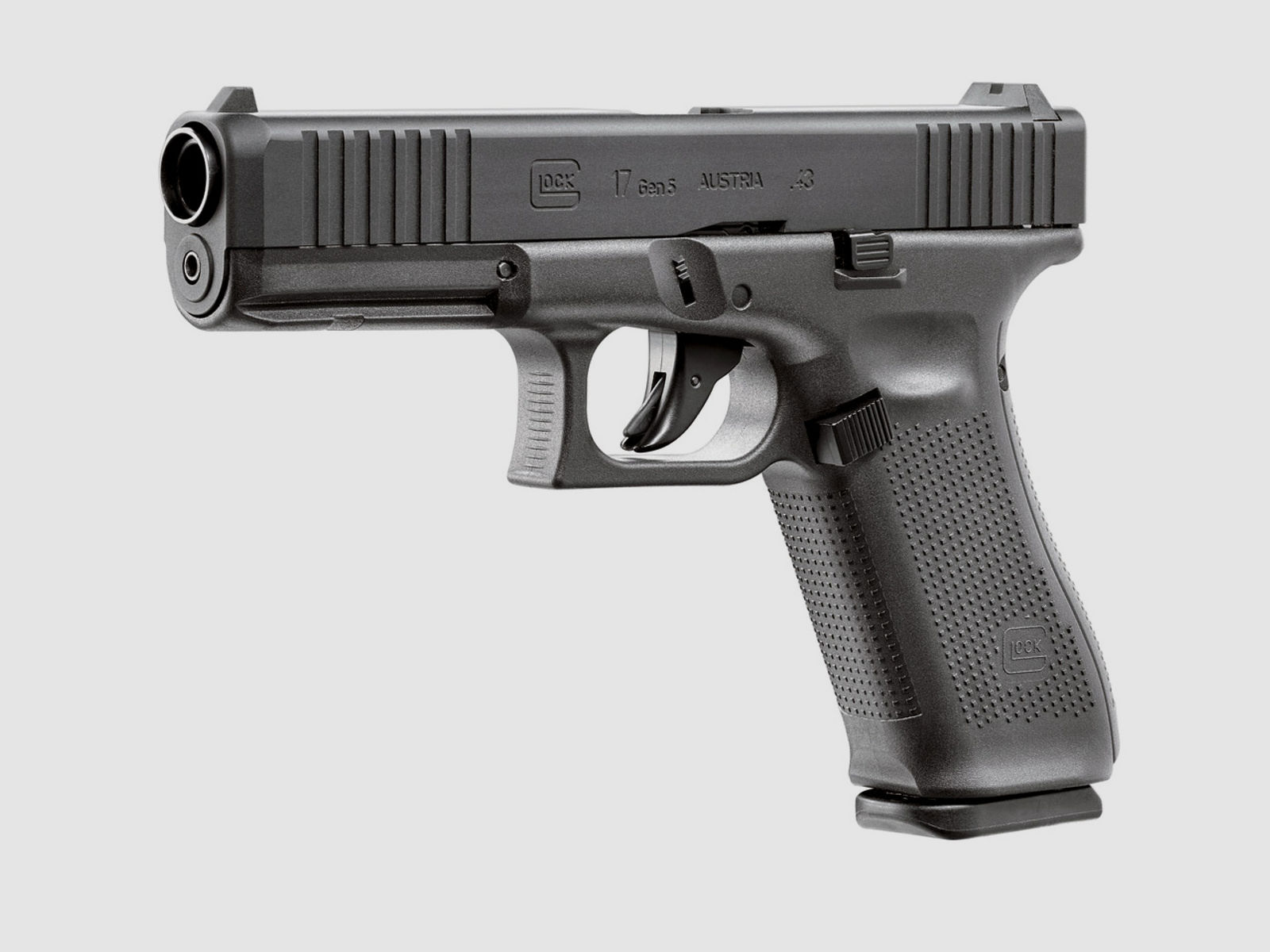 CO2 Pistole RAM Markierer Glock 17 Gen5 T4E schwarz fĂĽr Gummi-, Pfeffer- und Farbkugeln Kaliber .43 (P18)