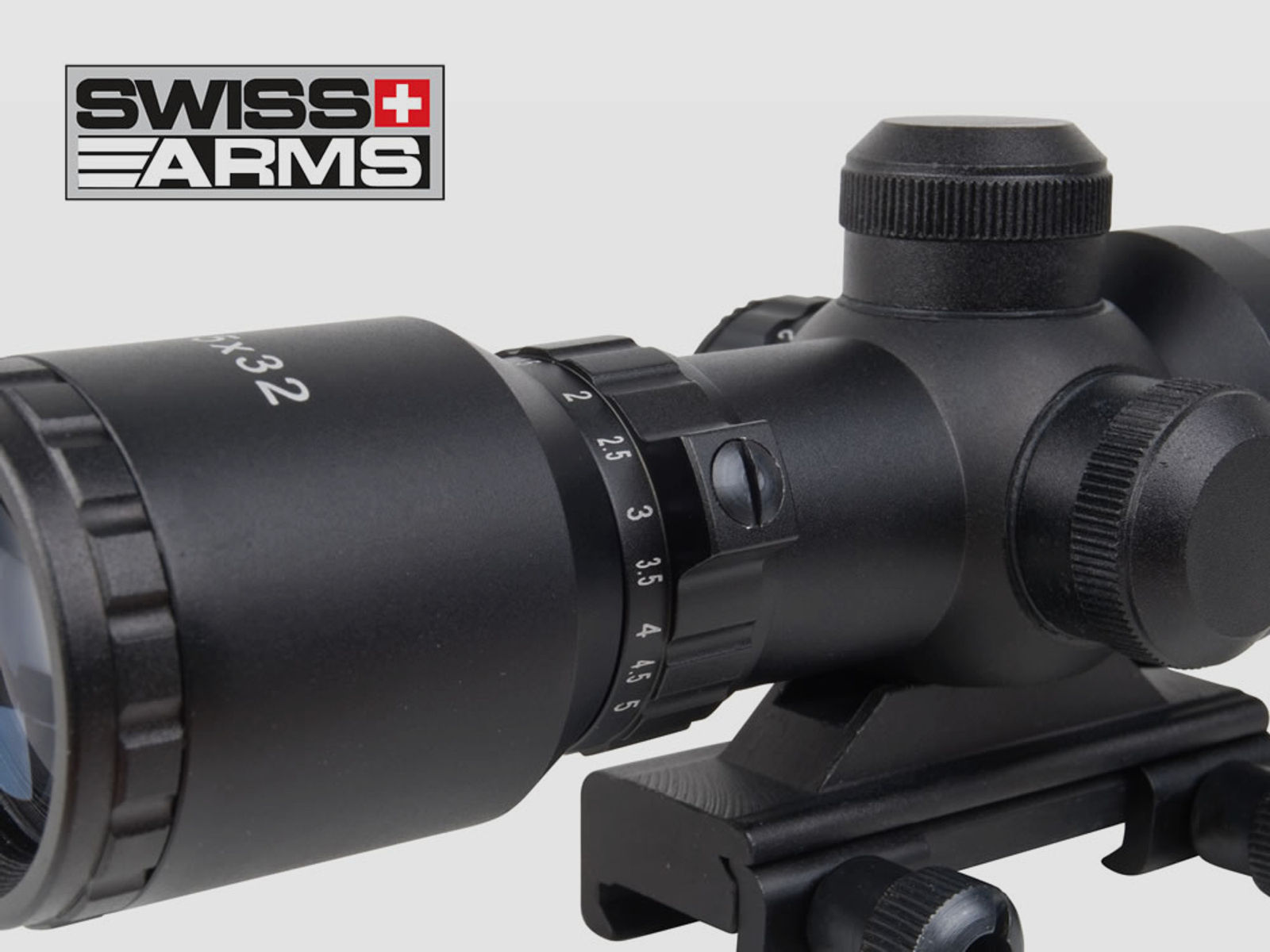 SWISS ARMS Zielfernrohr 1,5-5x32 IR, Mil-Dot-Absehen beleuchtet, inkl. Weavermontage