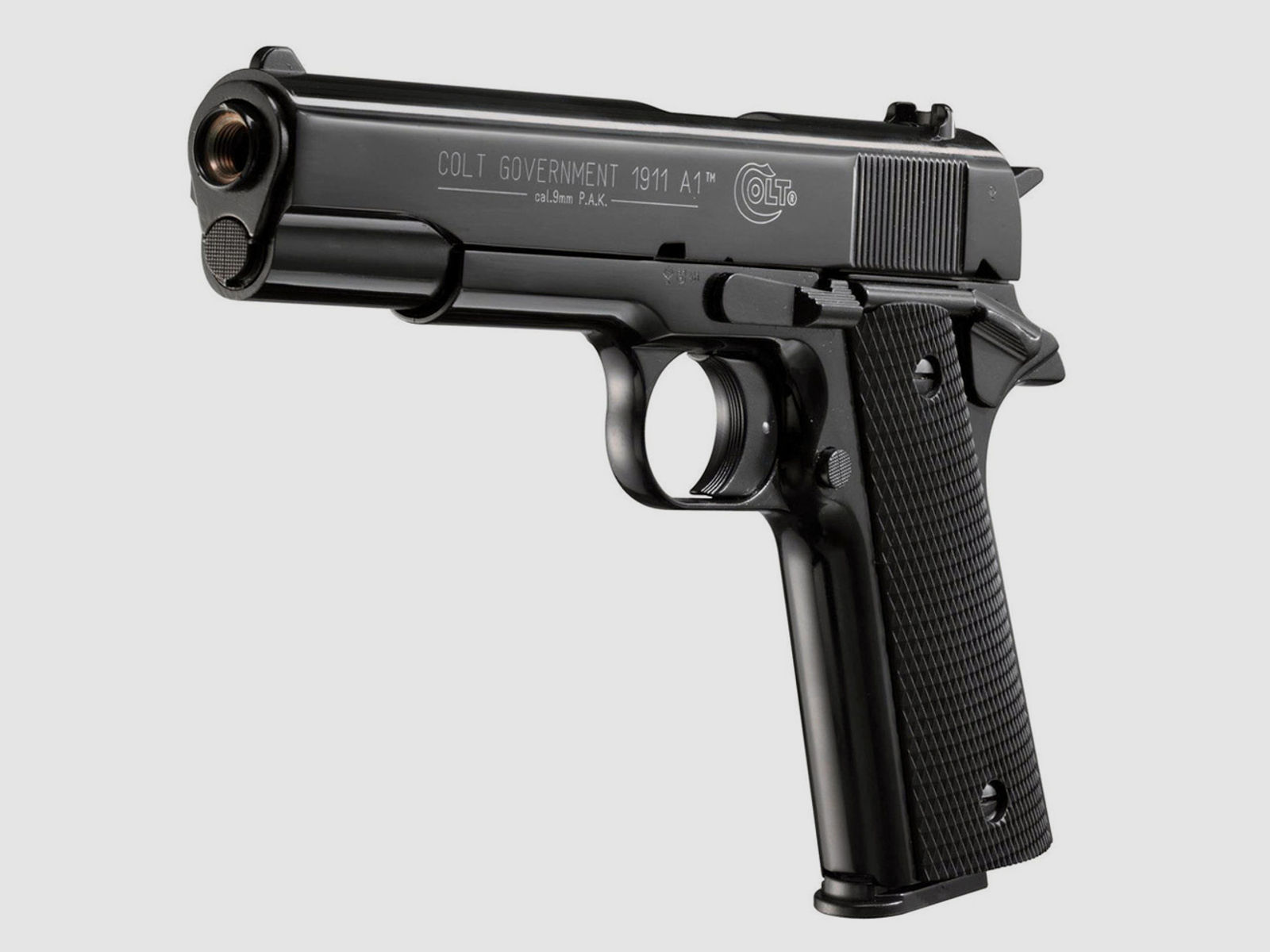 Schreckschuss Pistole Colt Government 1911 A1 schwarz Kaliber 9 mm P.A.K. (P18) + Universalholster