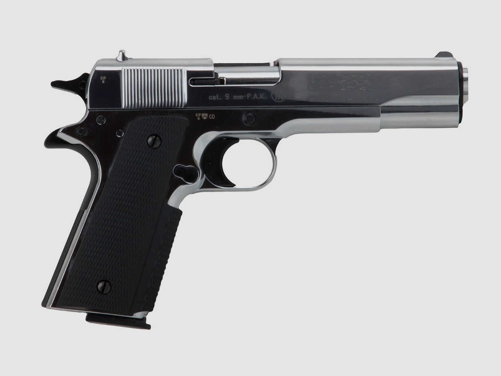 Schreckschuss Pistole Colt Government 1911 A1 chrom poliert Kaliber 9 mm P.A.K. (P18)