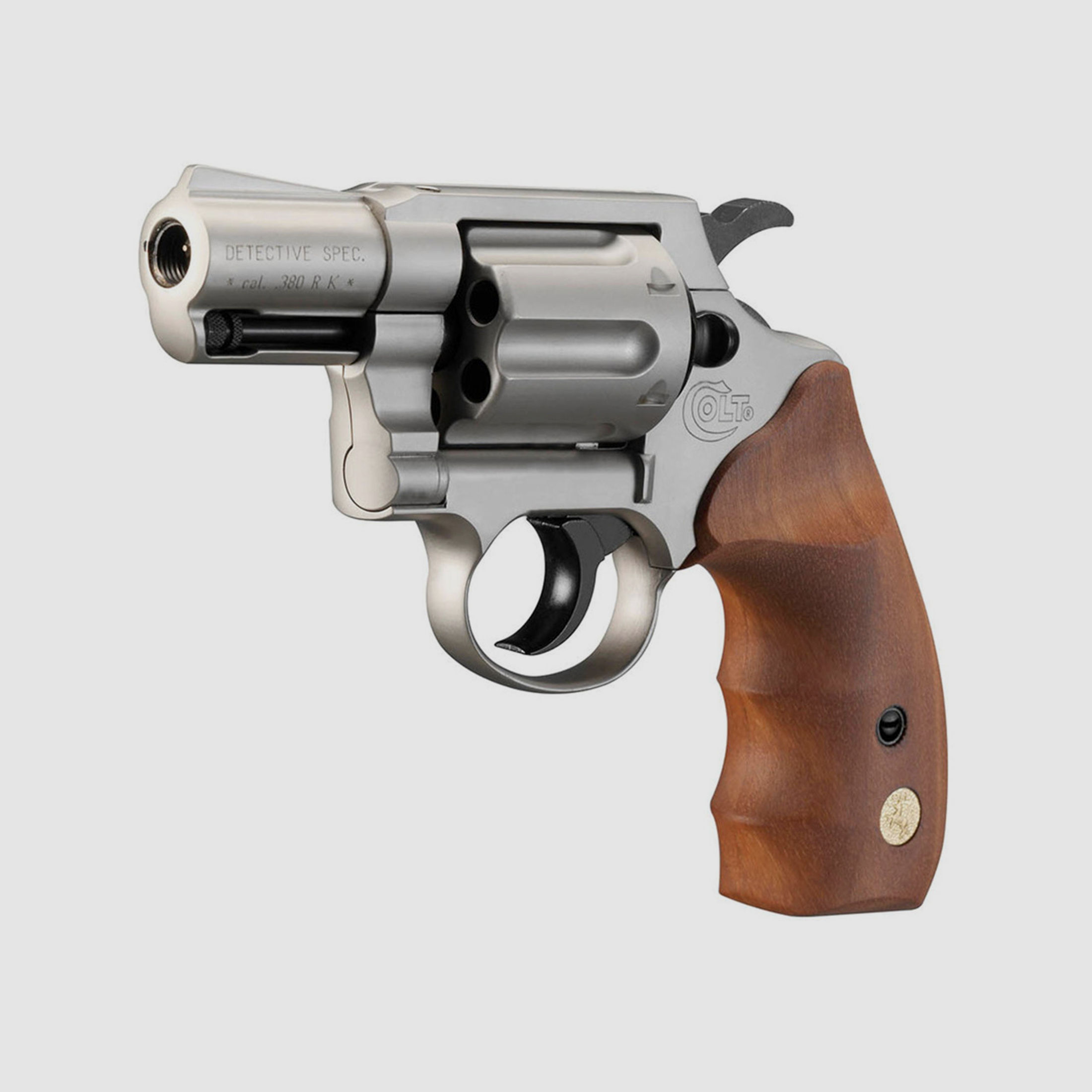 Schreckschuss Revolver Colt Detective Special Nickel Finish Holzgriffschalen Kaliber 9 mm R.K. (P18) + 50 Schuss