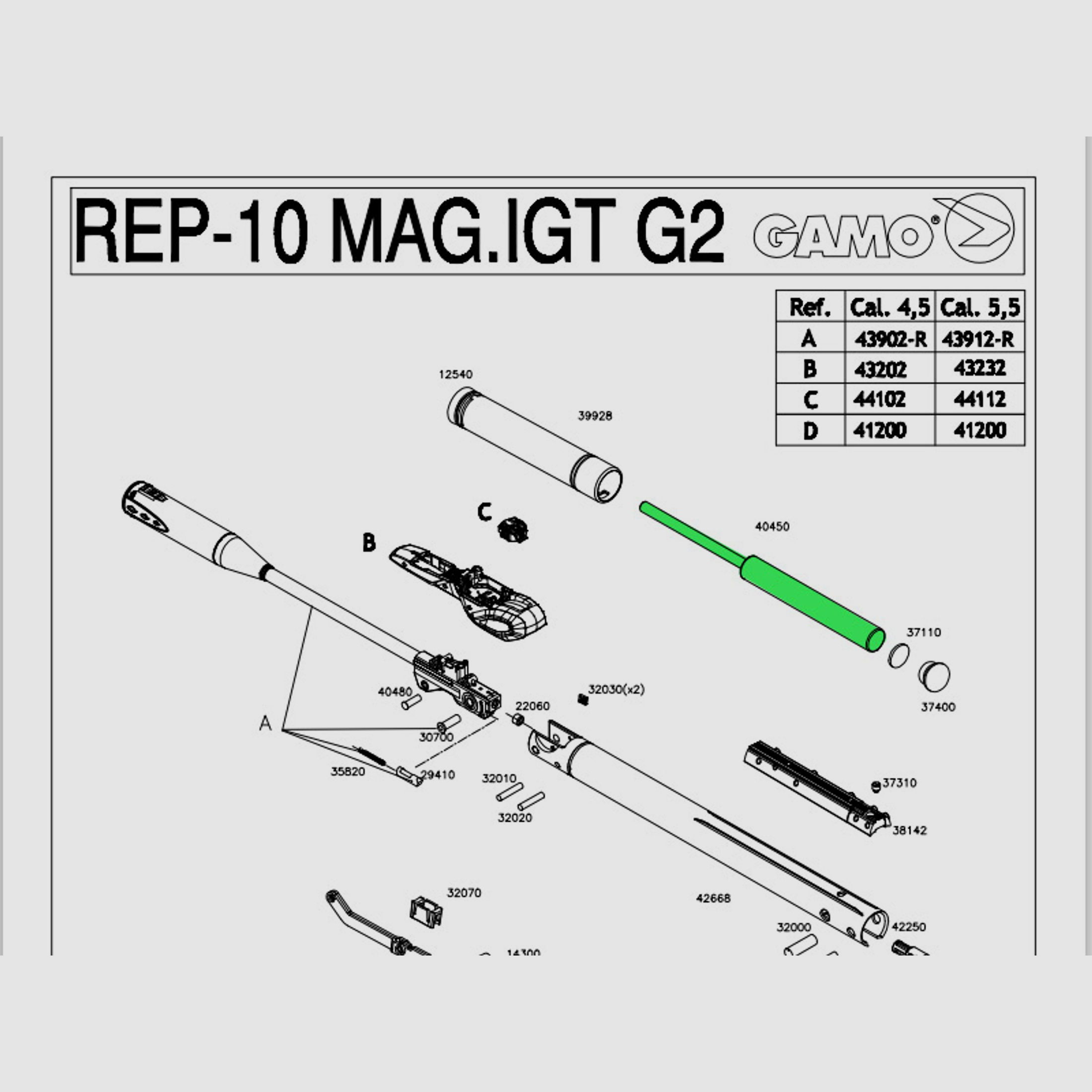 Export Gasdruckfeder fĂĽr Luftgewehre Gamo G-Magnum 1250 Whisper IGT MACH 1 Hunter 1250 Grizzly Pro G-Magnum 1250 IGT MACH 1 Replay 10 Magnum IGT