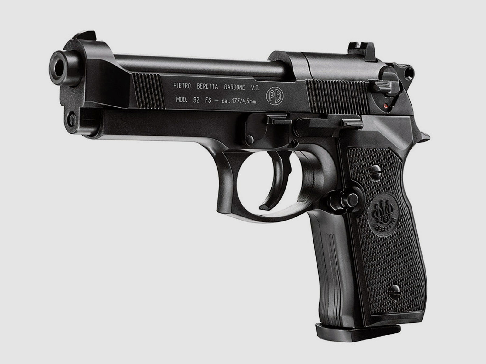 CO2 Pistole Beretta M 92 FS schwarz Kunststoffgriffschalen Kaliber 4,5 mm (P18)+ Diabolos CO2 Kapsel
