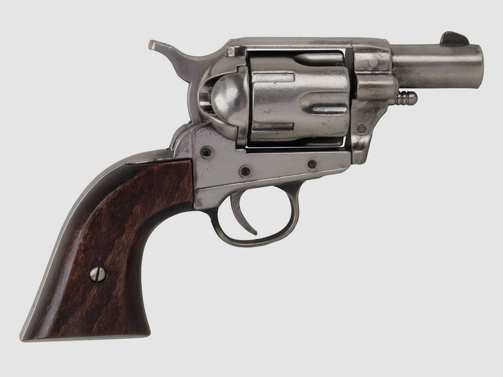 Deko Revolver Kolser Colt SAA Single Action Army Snub Nose 2,5 Zoll Holzgriffschalen nickel poliert