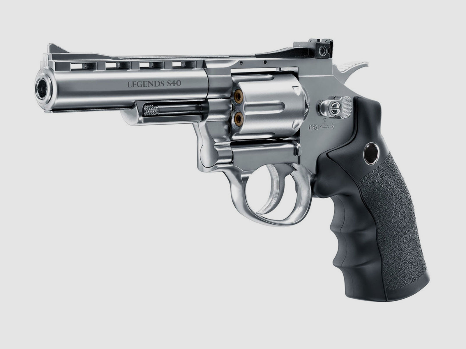 CO2 Revolver Umarex Legends S40 4 Zoll Lauf Vollmetall Nickel Finish Kaliber 4,5 mm Diabolo (P18)