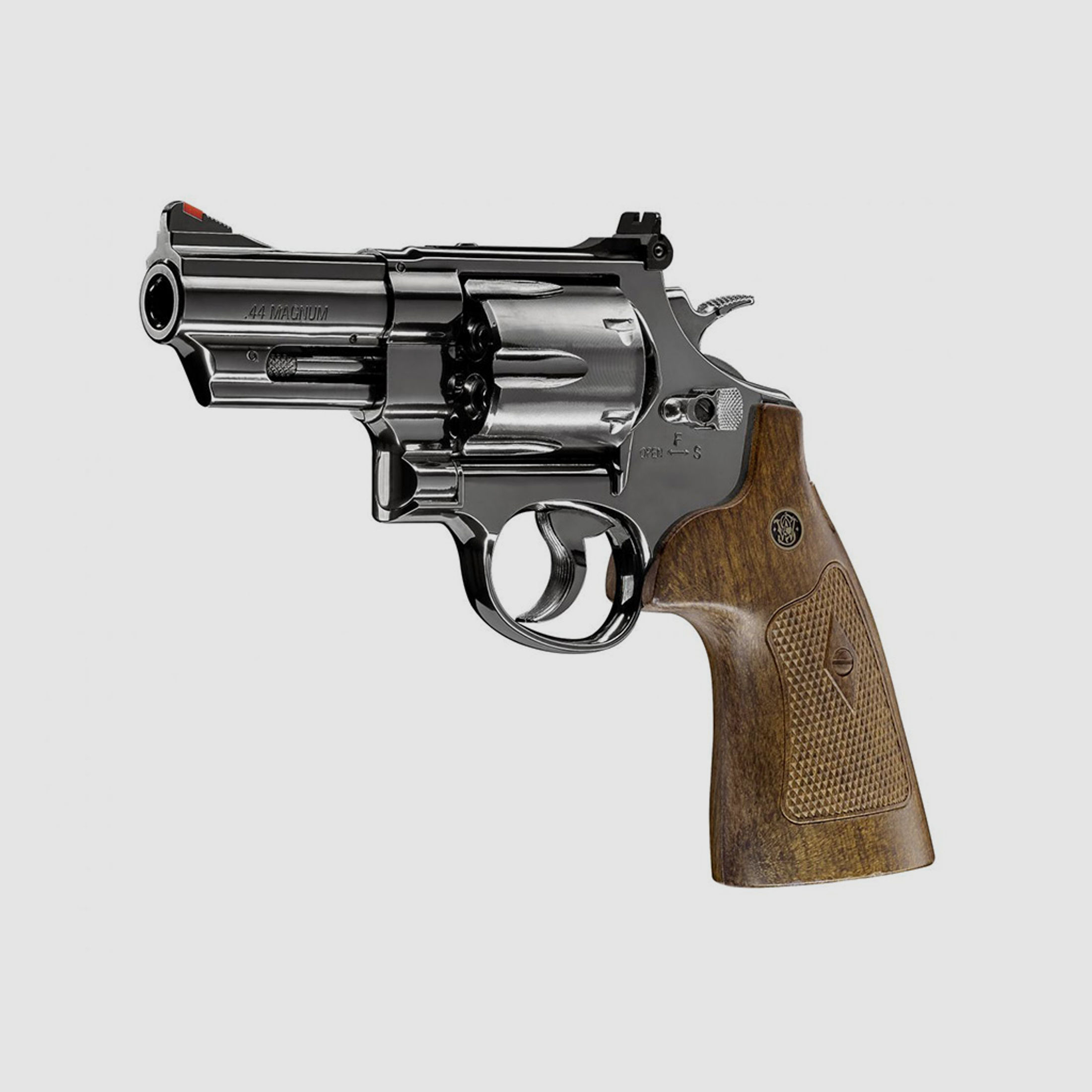 CO2 Revolver Smith & Wesson M29 3 Zoll hochglanzbrĂĽniert braune Griffschalen Kaliber 4,5 mm BB (P18)
